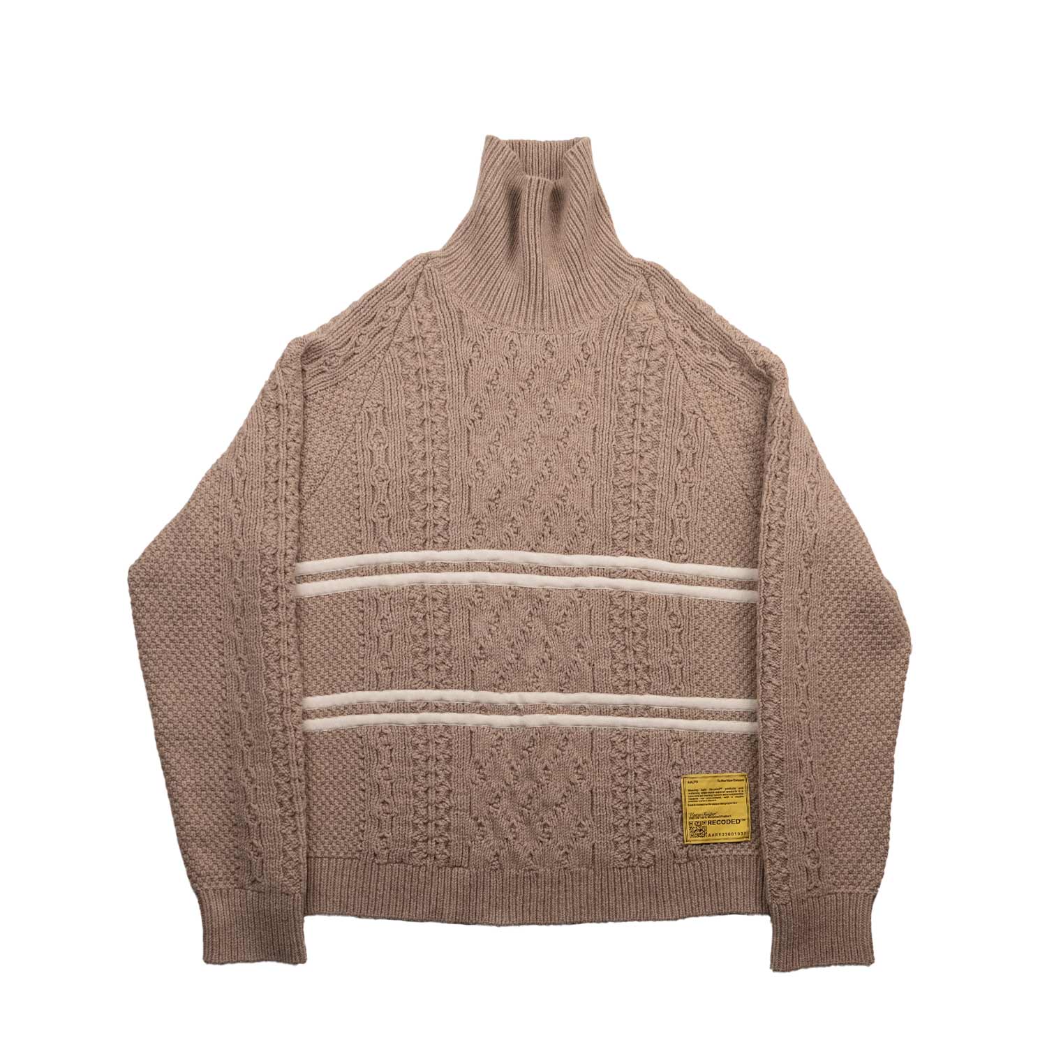 AALTO RECODED REVERSED CABLE TURTLENECK, Beige/Ecru