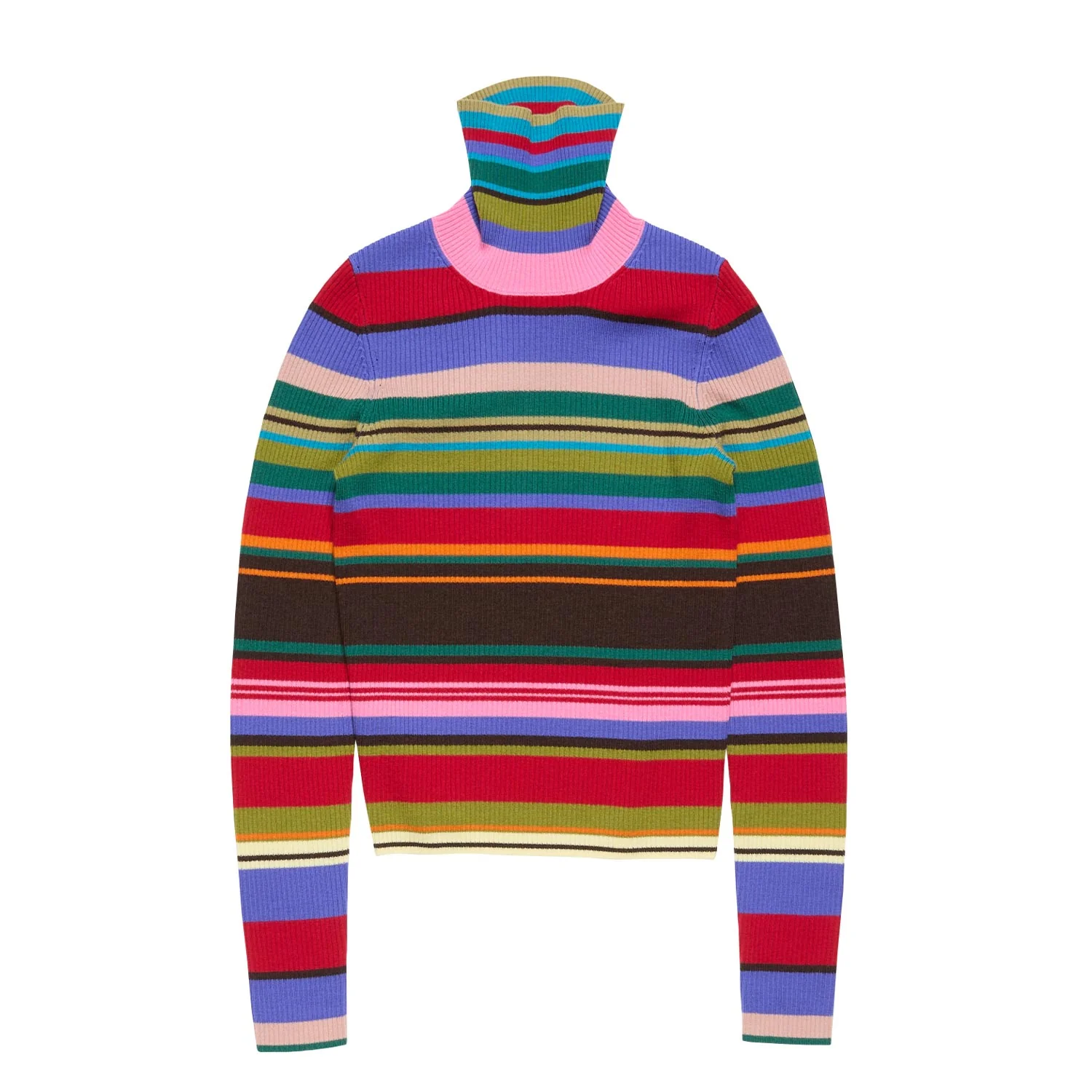Acne Studios STRIPED WOOL TURTLENECK, Red/Purple