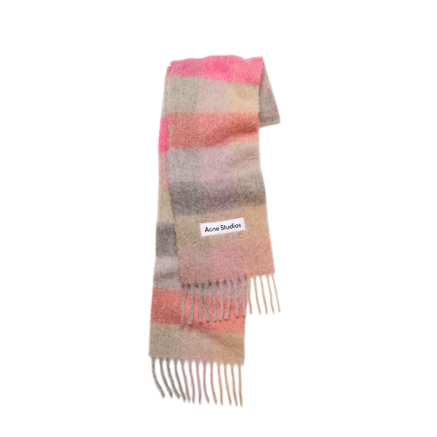 Acne Studios MOHAIR CHECKED SCARF, Fuchsia/Lilac/Pink