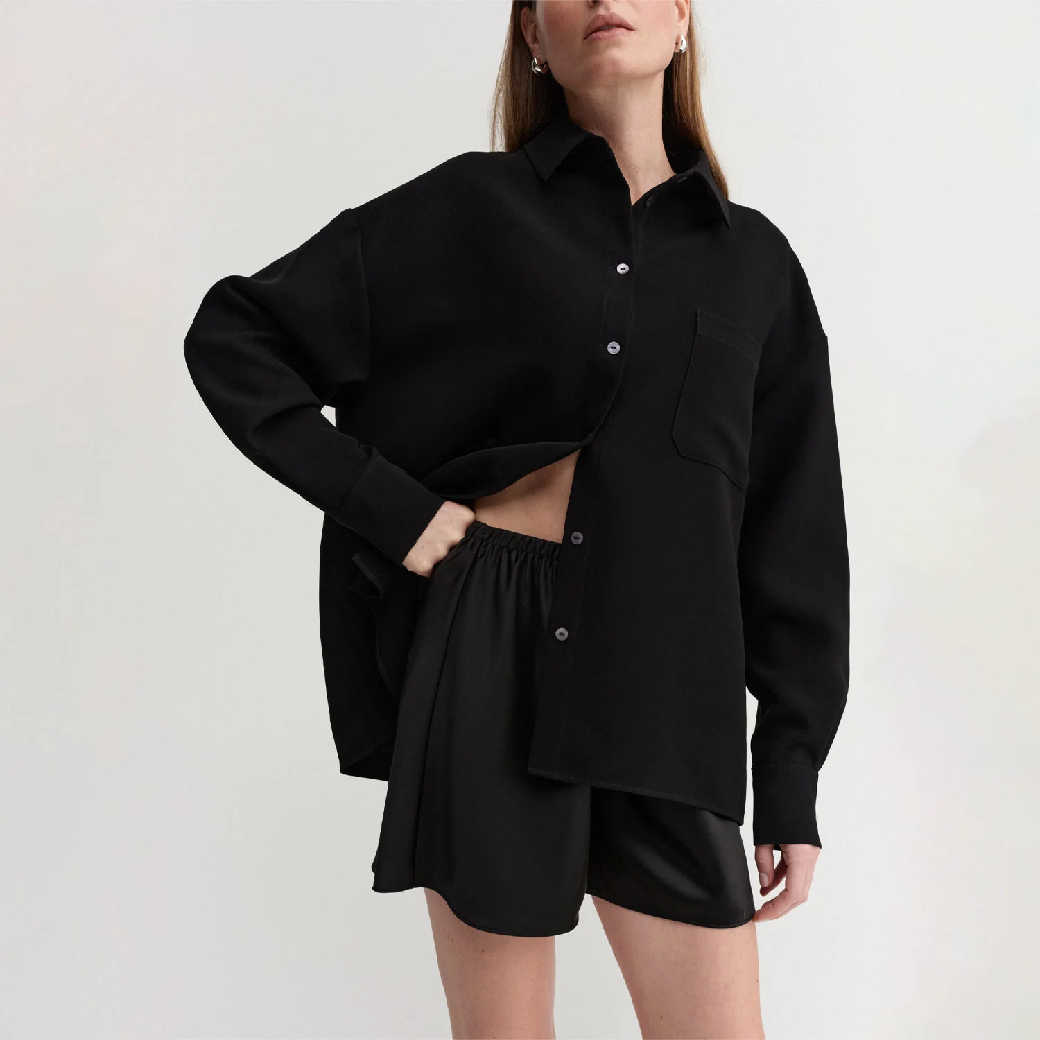 Almada Label BIM SATIN SHORTS, Black - Image 2
