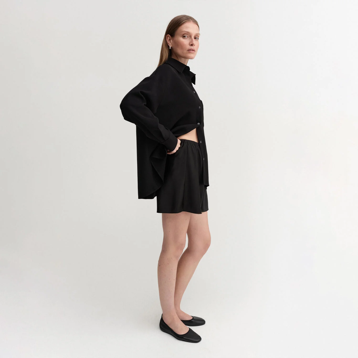 Almada Label BIM SATIN SHORTS, Black - Image 3