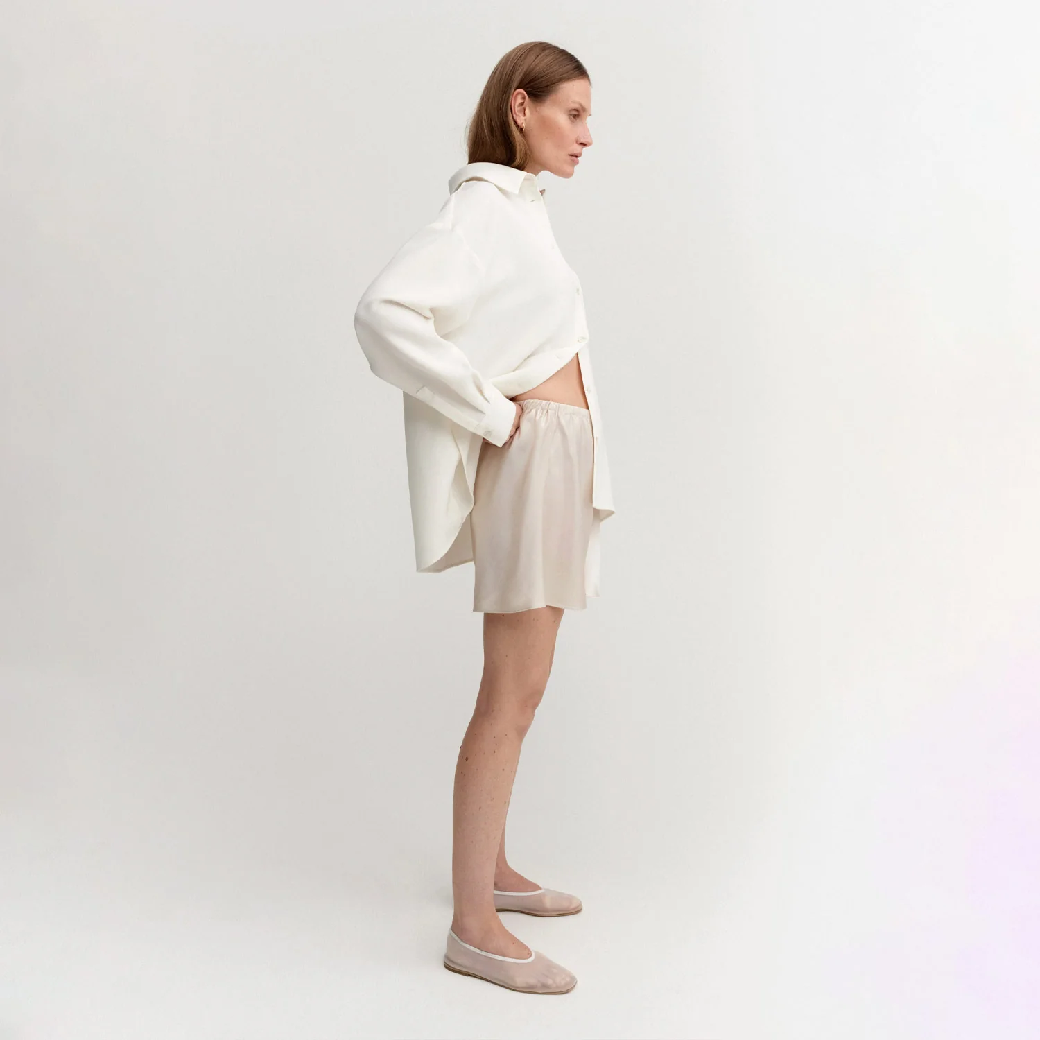 Almada Label BIM SATIN SHORTS, Pearl - Image 3