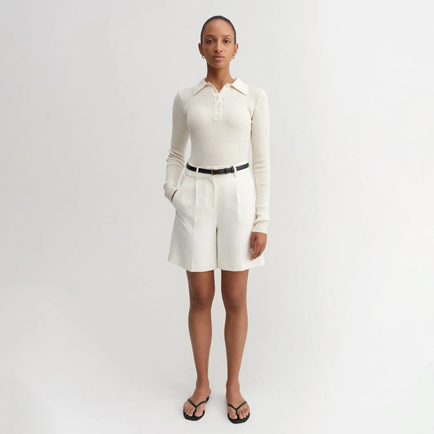 Almada Label BLAIR CREPE SHORTS, Cream - Image 2
