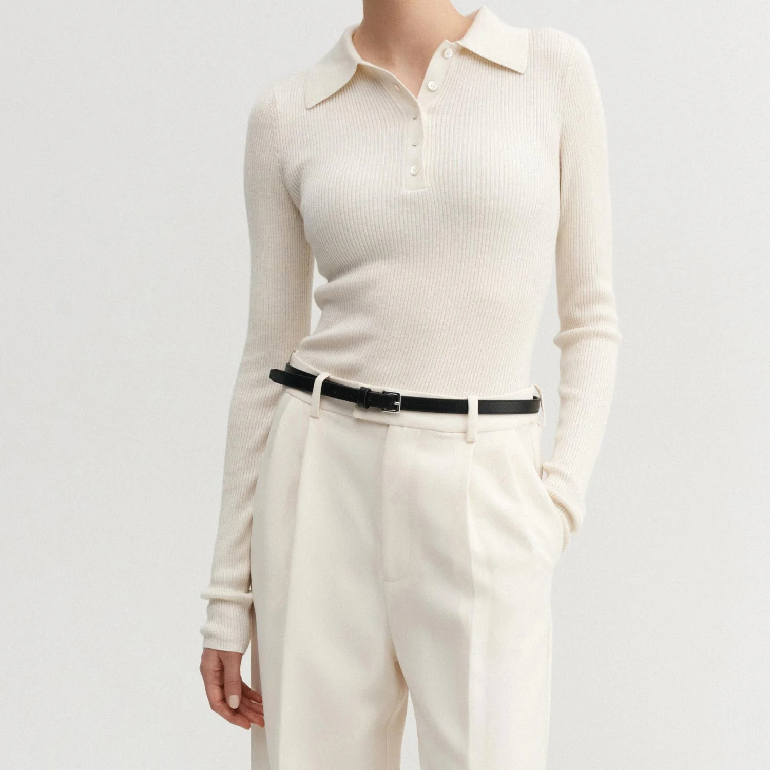 Almada Label JULES RIB TOP, Cream - Image 2
