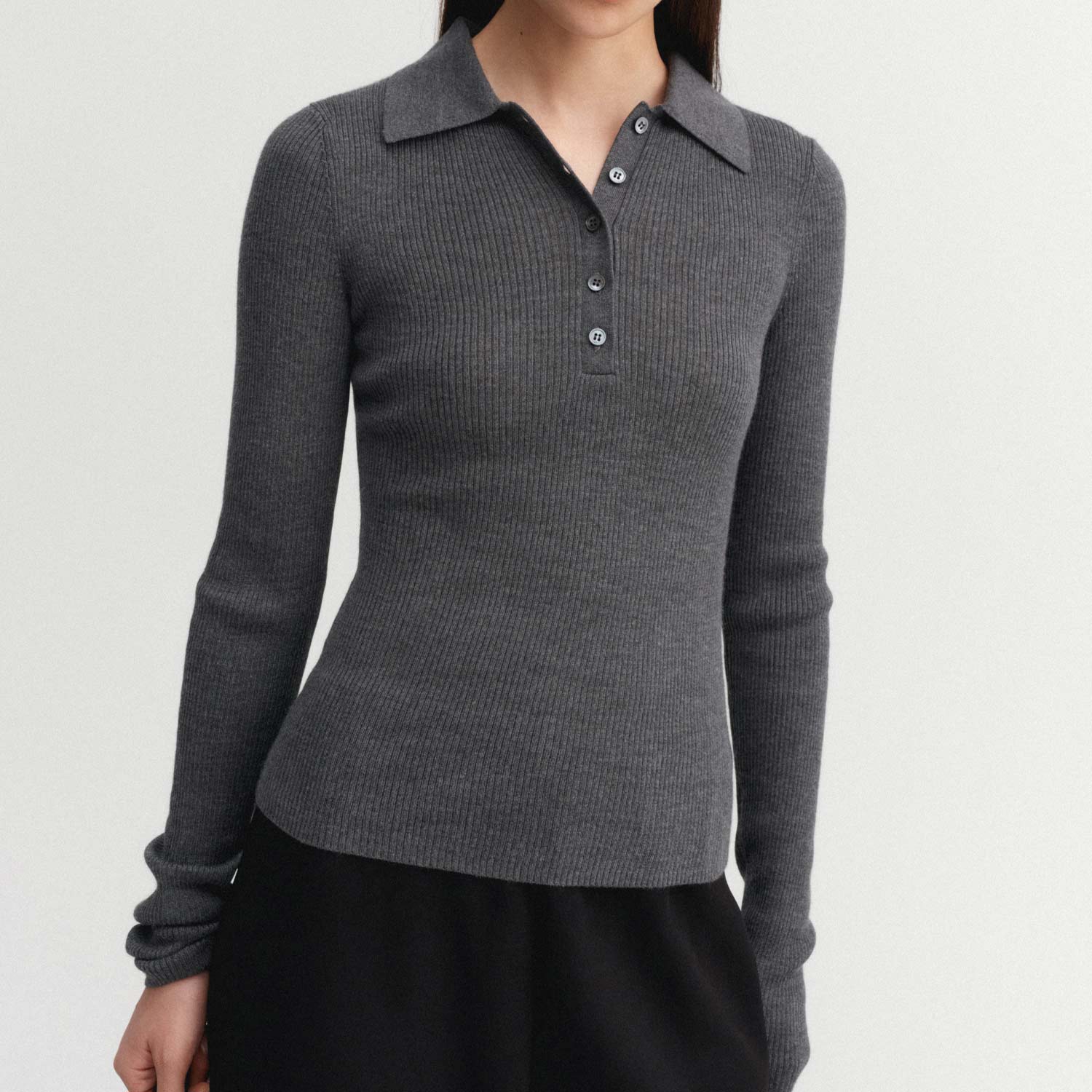 Almada Label JULES RIB TOP, Grey - Image 3