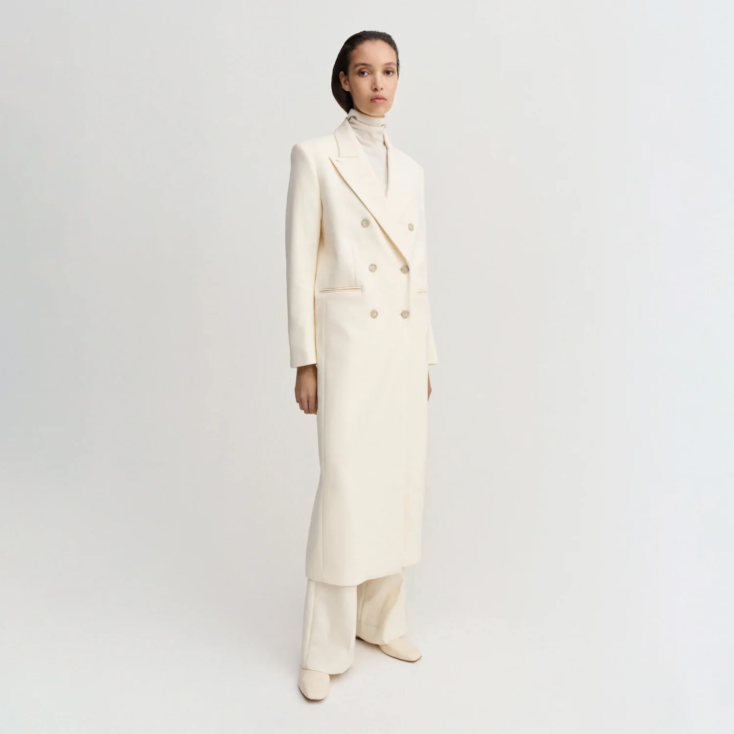 Almada Label MARGOT LONG TAILORED BLAZER, Cream - Image 2