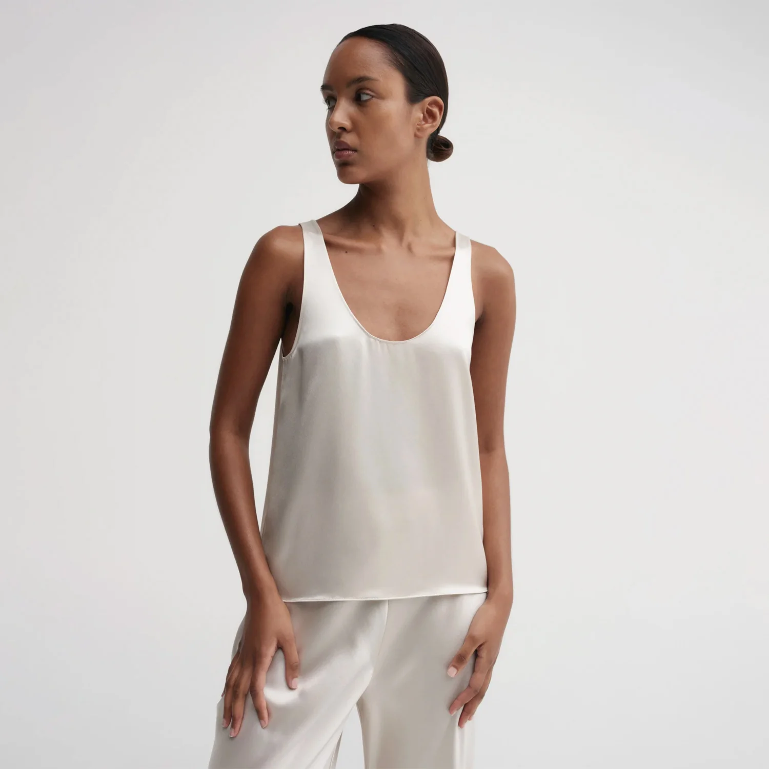 Almada Label ROMY SATIN TANK TOP, Pearl - Image 2