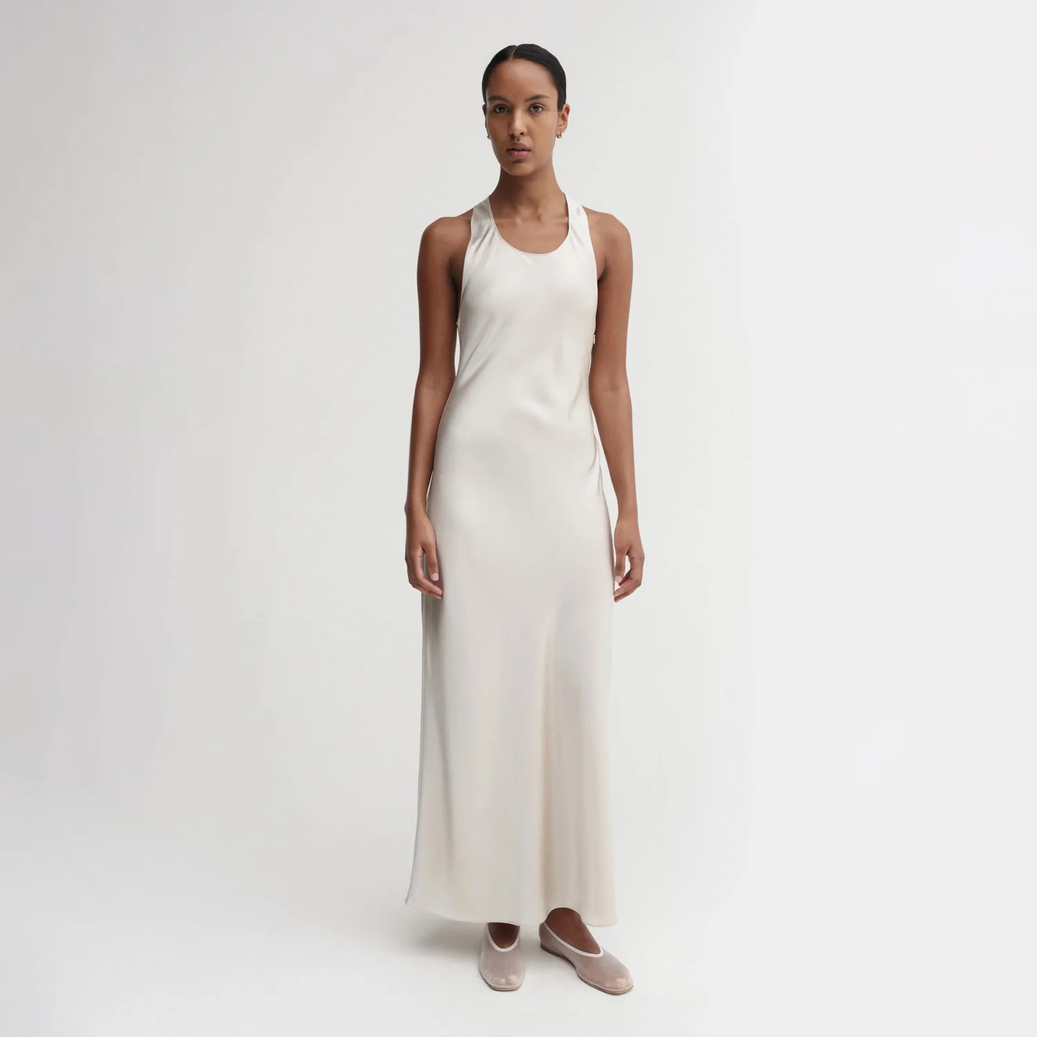 Almada Label ZILA SATIN DRESS, Pearl - Image 2