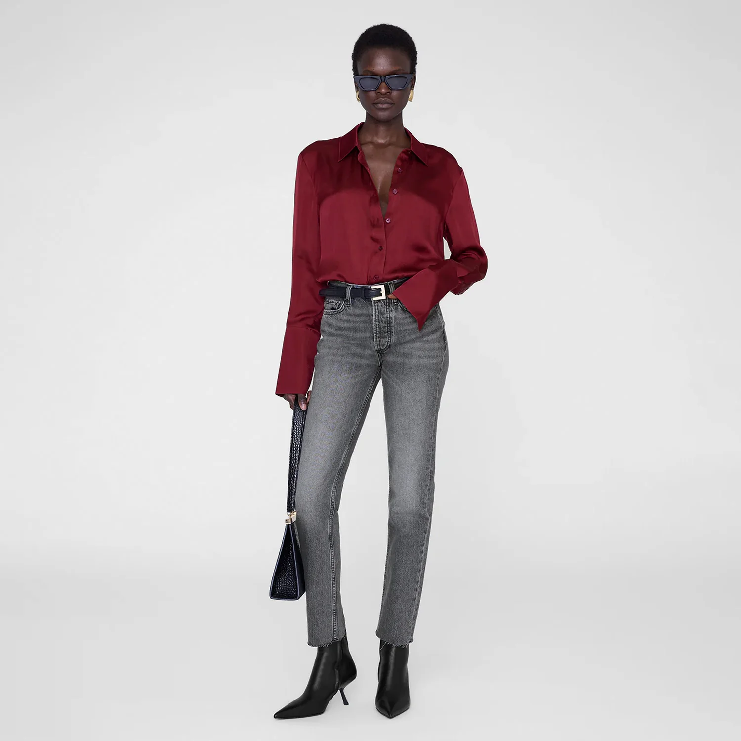 Anine Bing AMANDA SHIRT,  Cabernet - Image 2