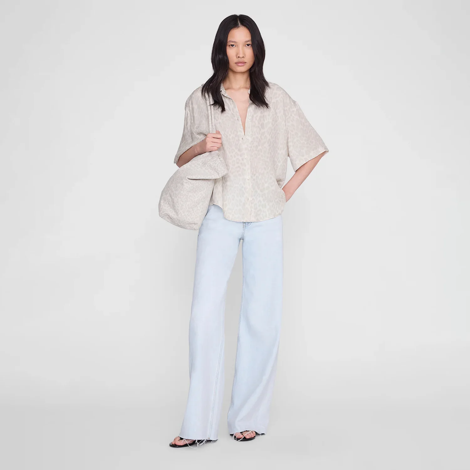 Anine Bing COCO SHIRT, White Washed Leopard - Image 2