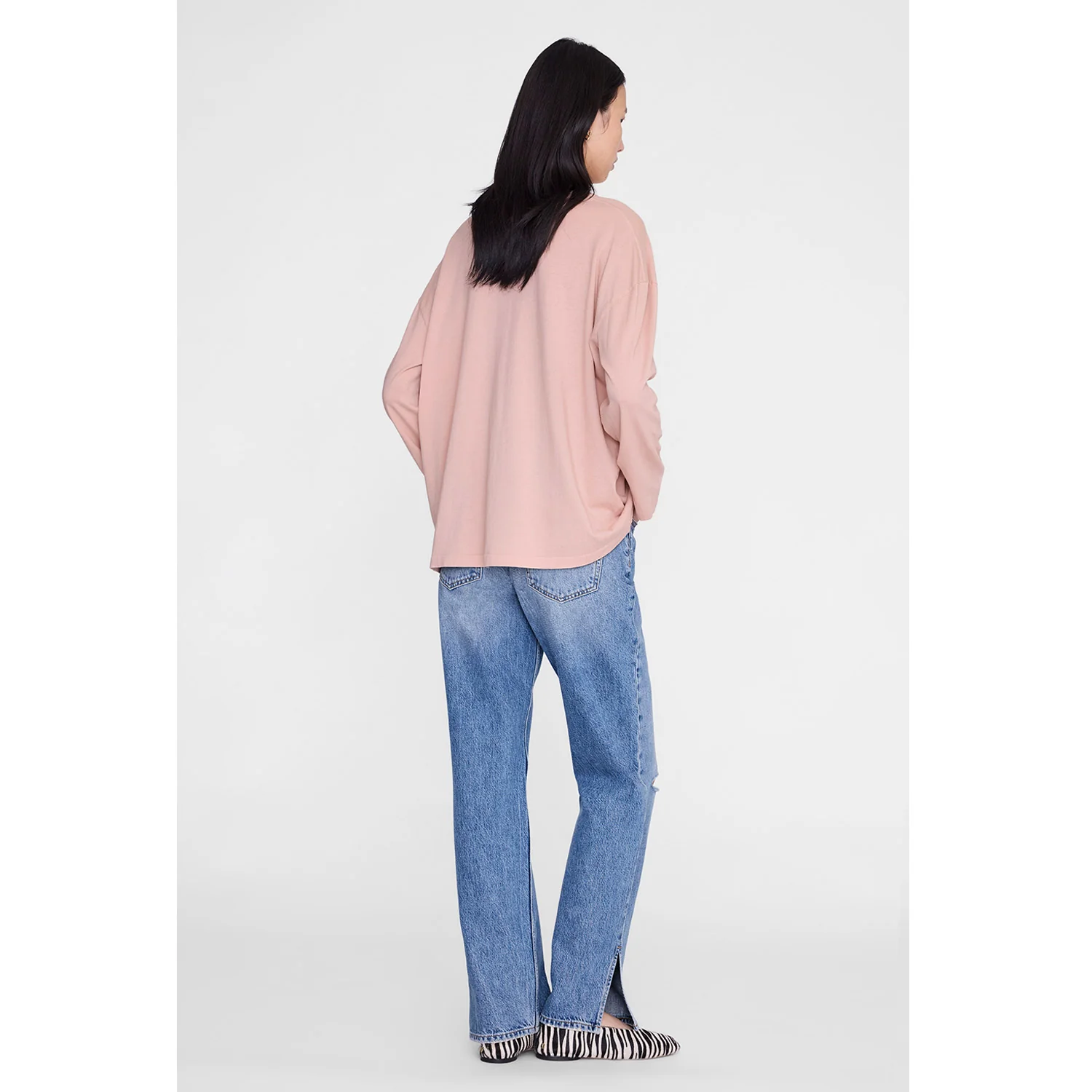 Anine Bing IVAN LONG SLEEVE MELROSE STENCIL, Washed Blushed - Image 3