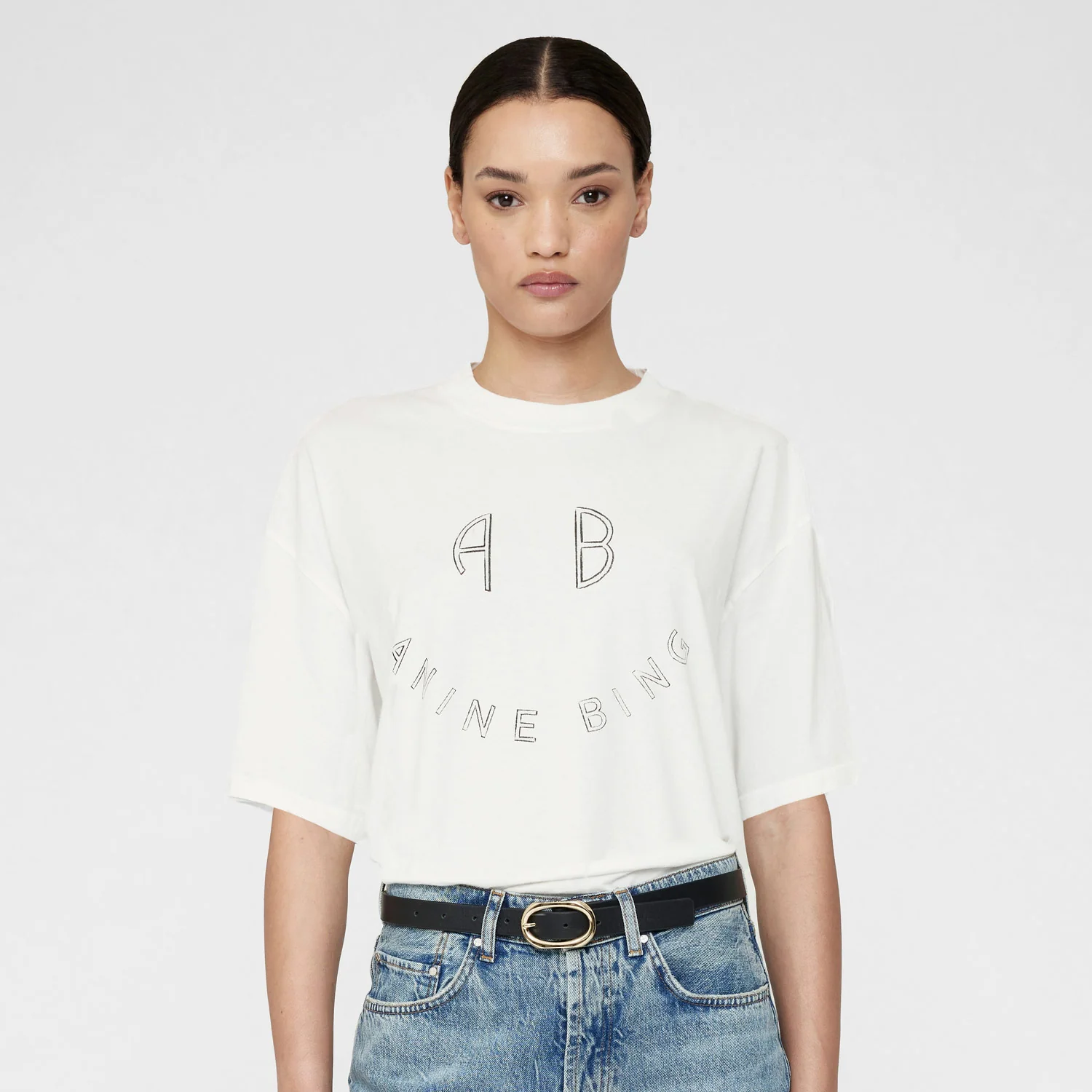 Anine Bing KENT TEE SMILEY, Ivory - Image 2