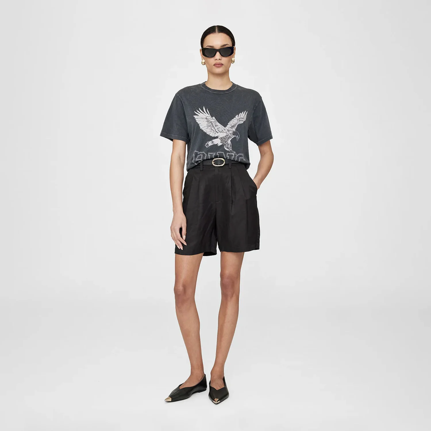 Anine Bing LILI TEE RETRO EAGLE, Washed Black - Image 2