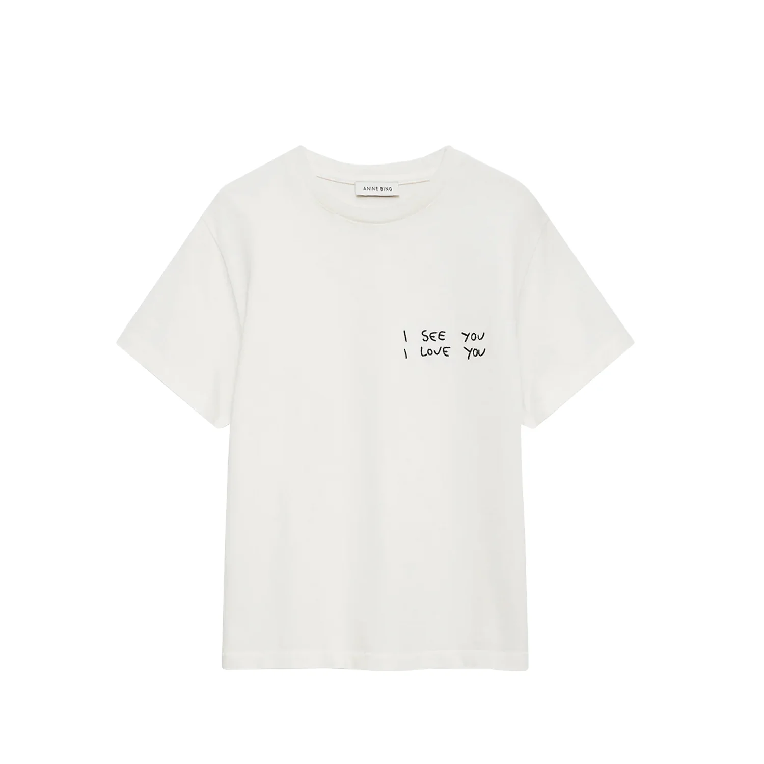 Anine Bing SHELLEY TEE I SEE YOU I LOVE, Washed Cream