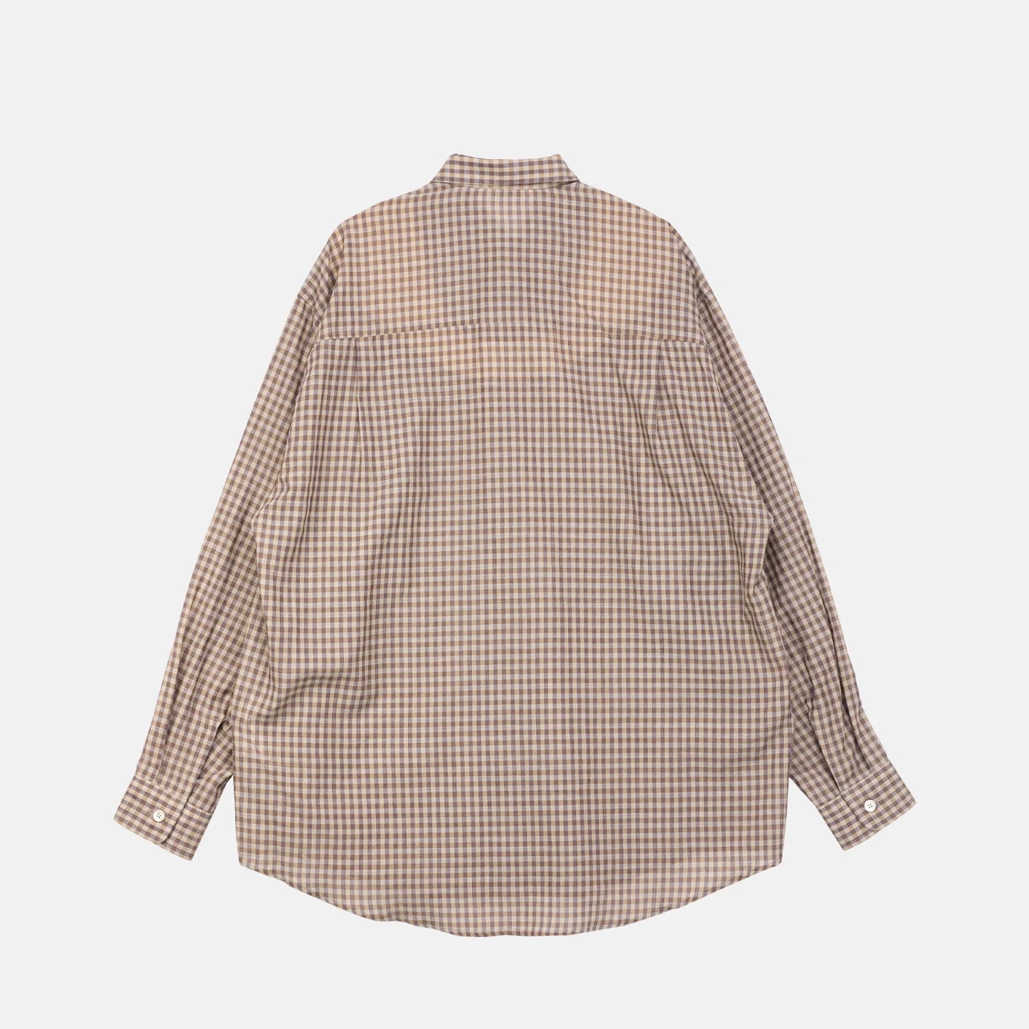 Auralee AIRY LIGHT COTTON CHECK BIGSHIRT, Brown Gingham Check - Image 2