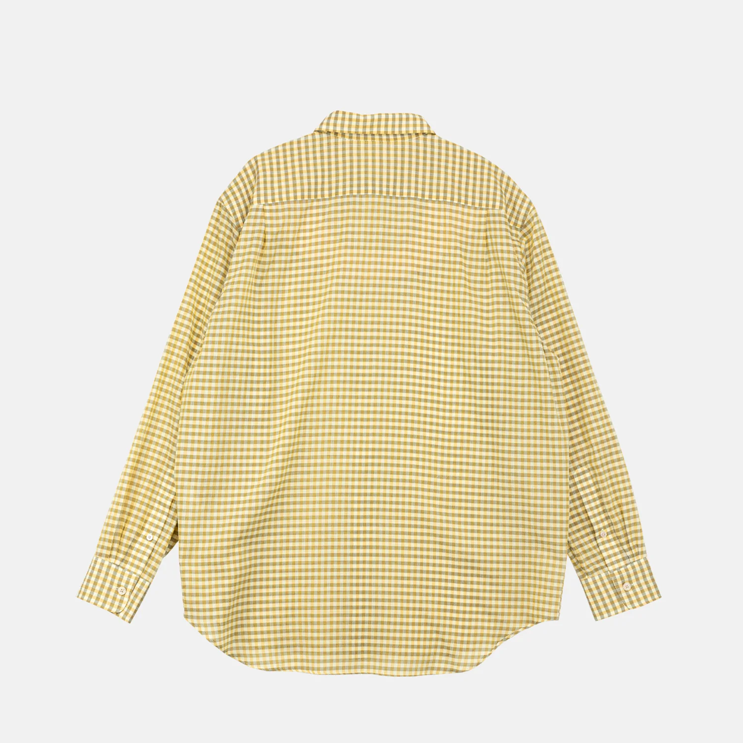 Auralee AIRY LIGHT COTTON CHECK SHIRT, Mustard Gingham Check - Image 2