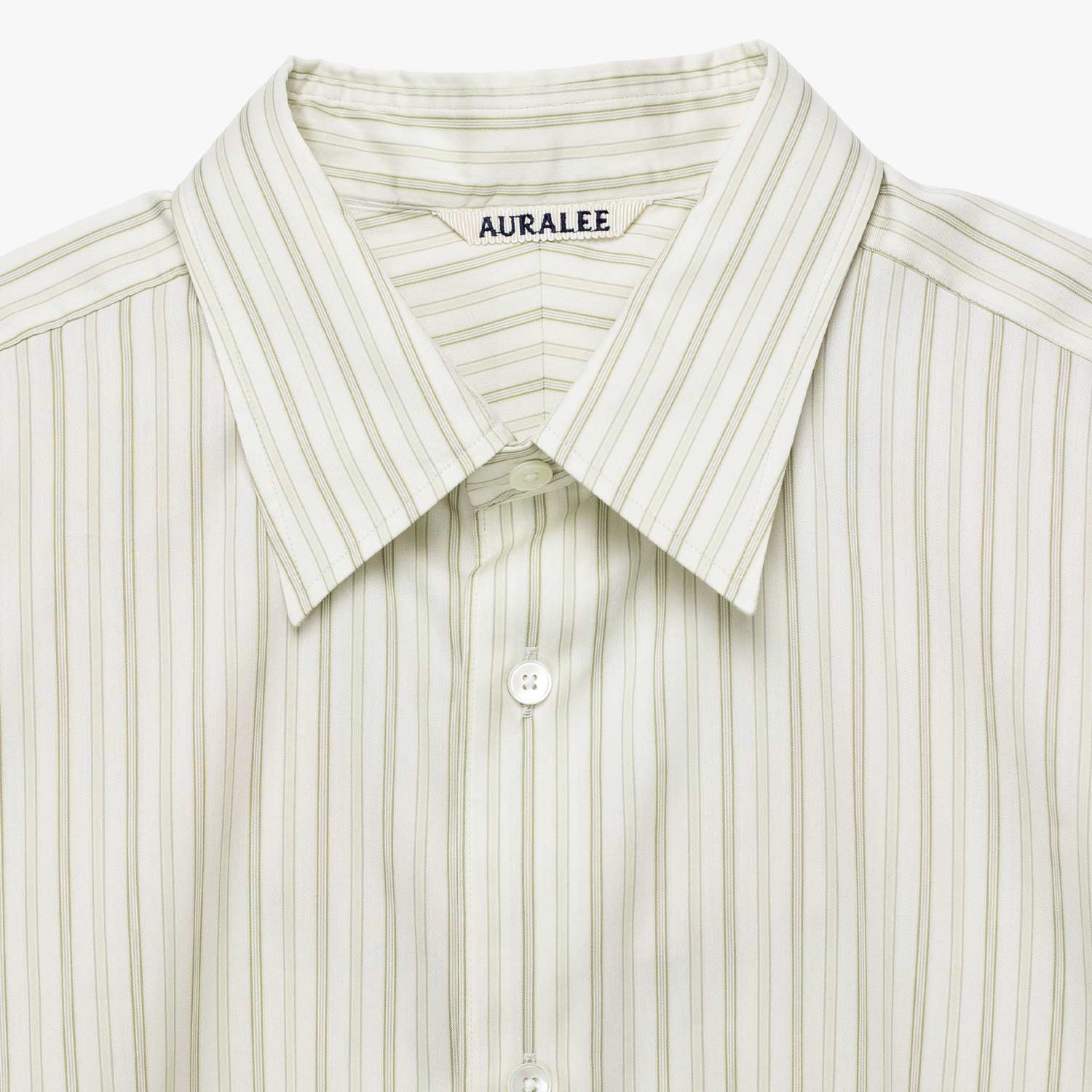 Auralee M'S COTTON SILK STRIPE SHIRT, Ivory Stripe - Image 3