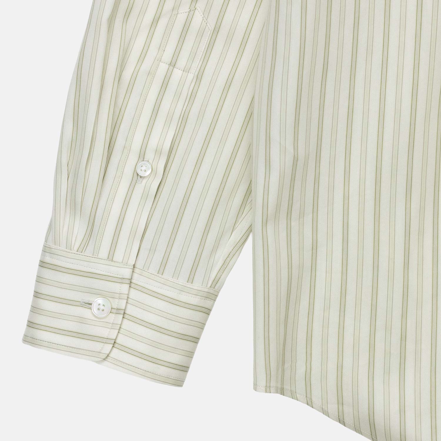 Auralee M'S COTTON SILK STRIPE SHIRT, Ivory Stripe - Image 4