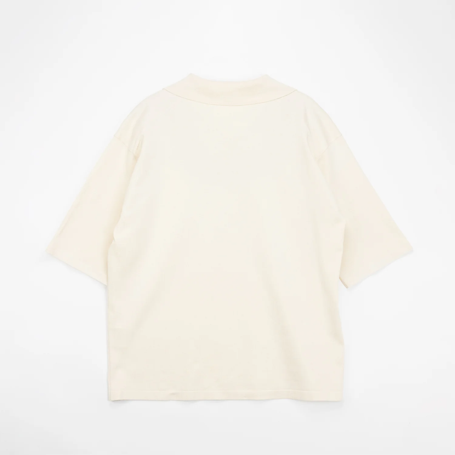 Auralee HIGH GAUGE TUSSAH SILK KNIT POLO, Ivory - Image 2