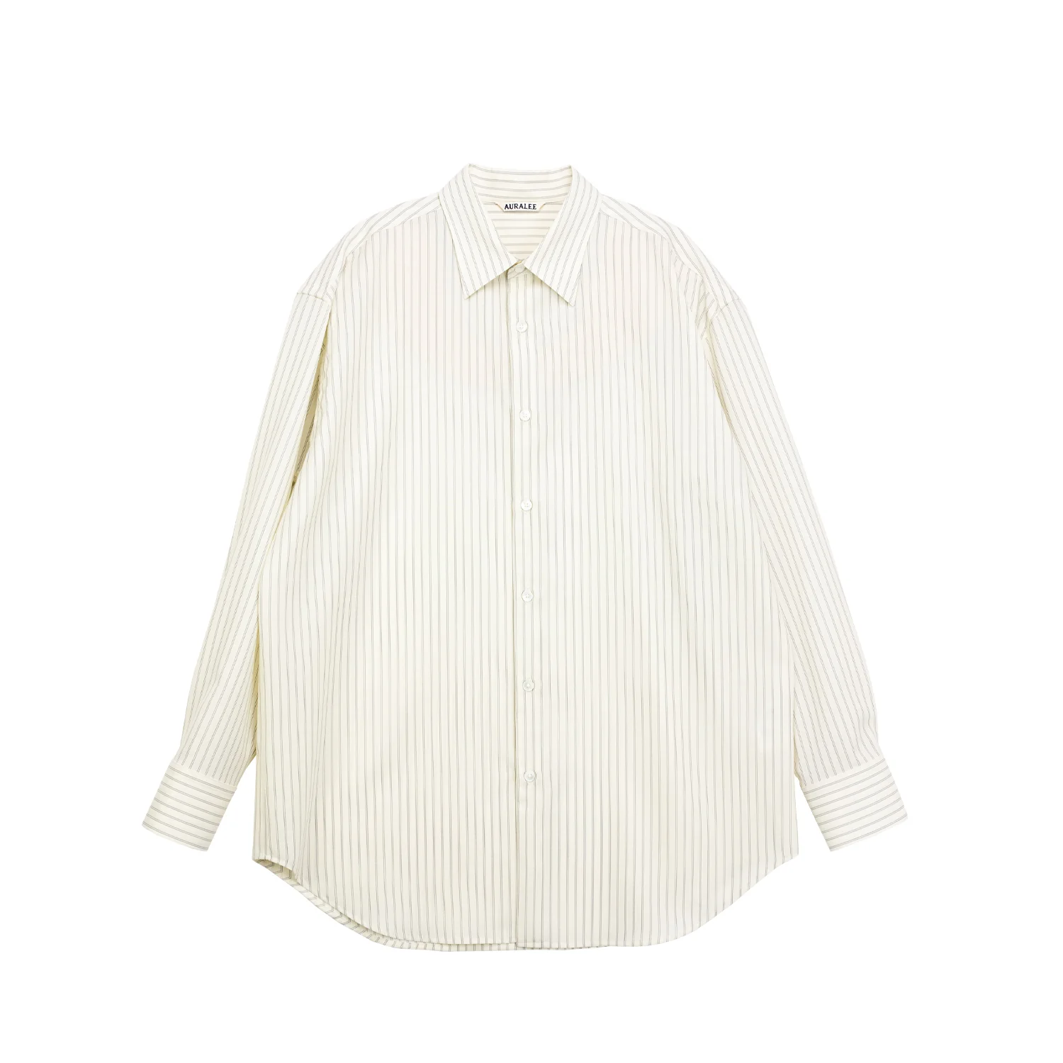 Auralee SUPER FINE WOOL STRIPE SHIRT, Ivory White Stripe