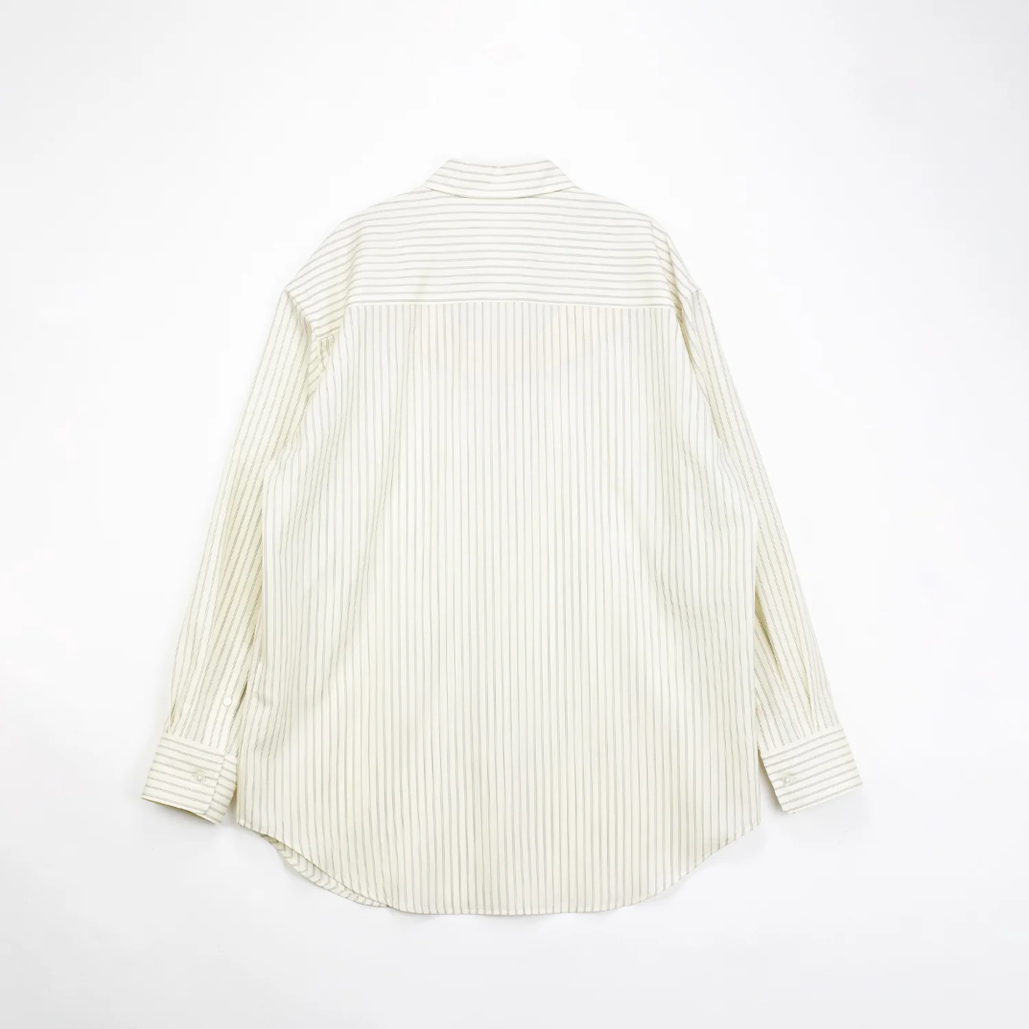 Auralee SUPER FINE WOOL STRIPE SHIRT, Ivory White Stripe - Image 2