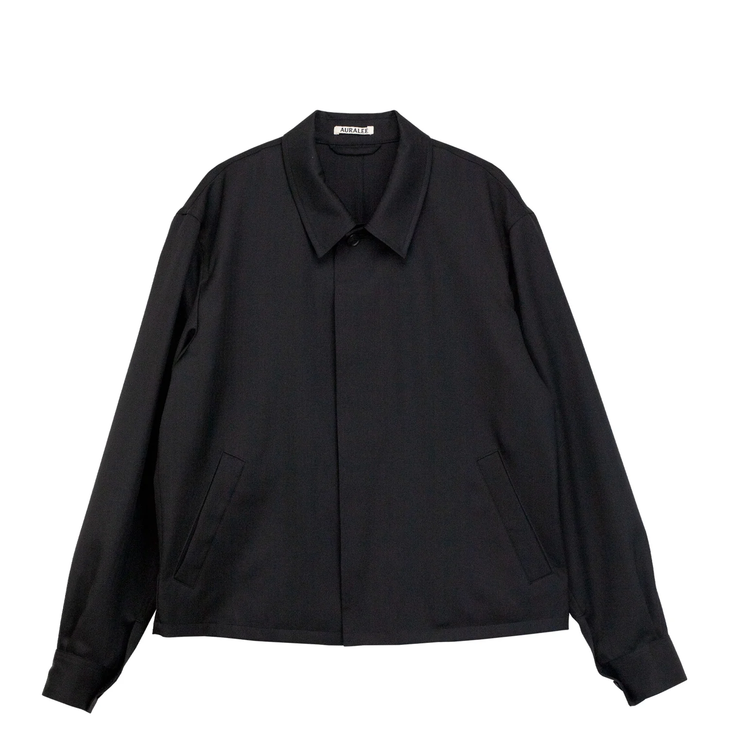 Auralee WOOL HERRINGBONE BLOUSON, Black