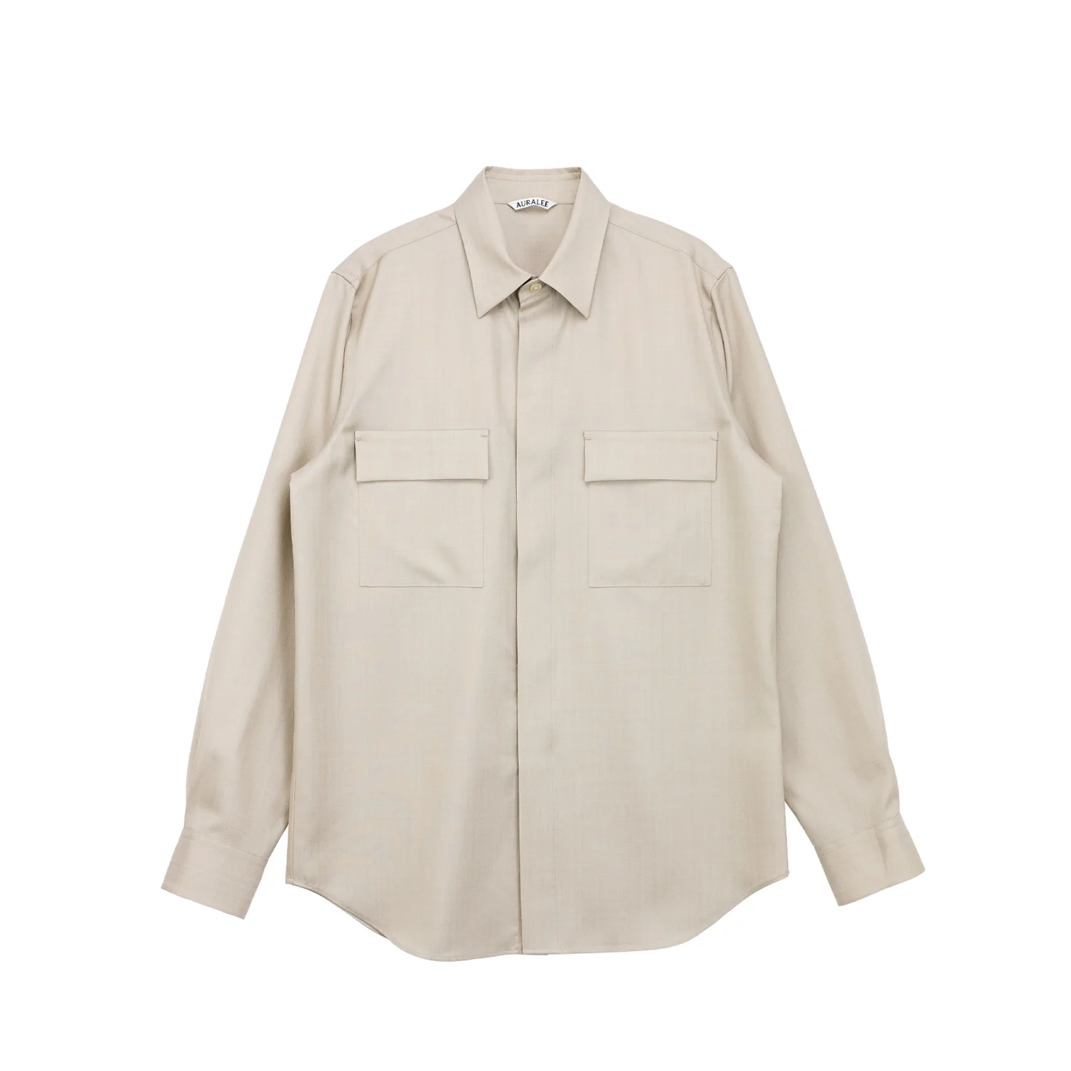 Auralee WOOL HERRINGBONE OVERSHIRT, Beige