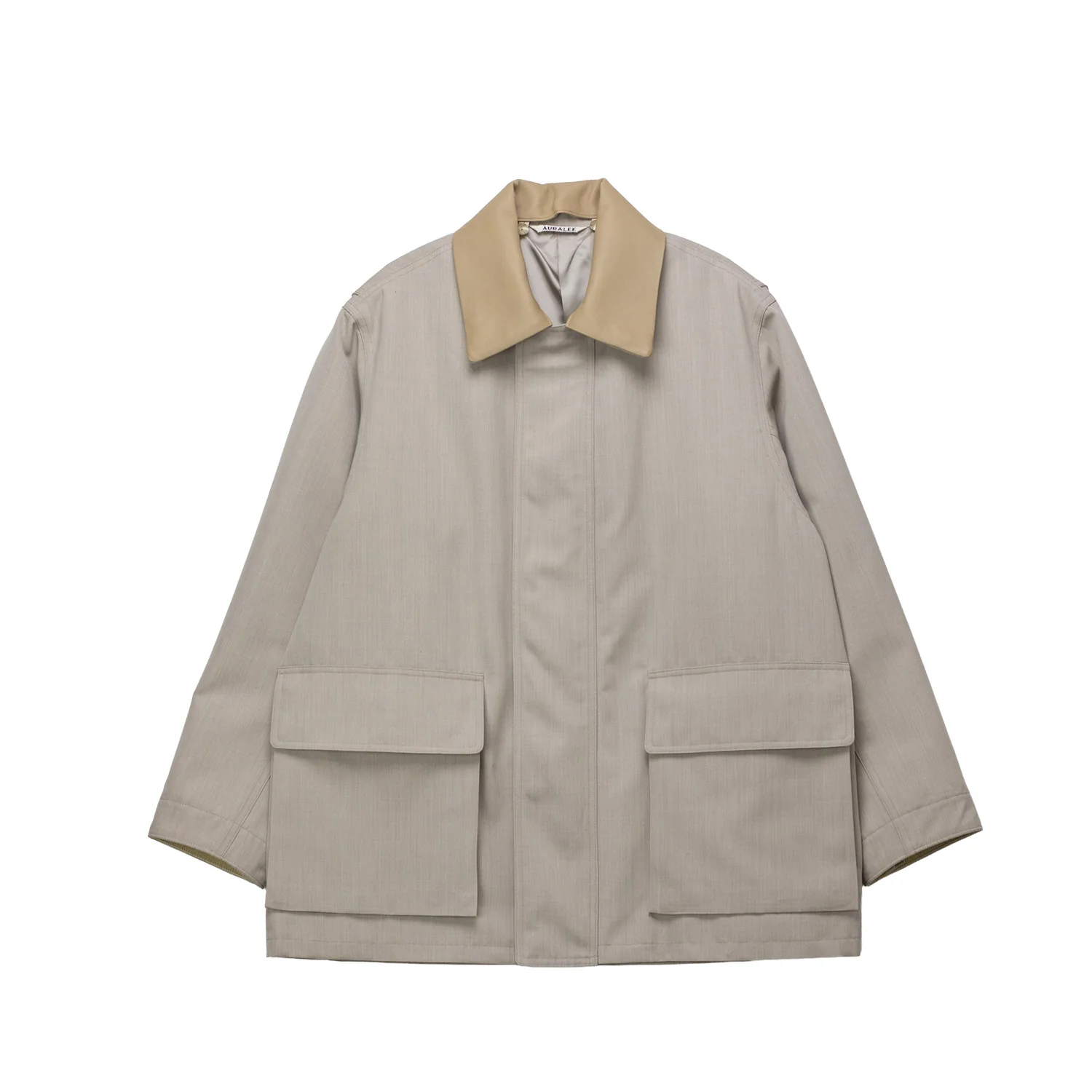 Auralee W' WOOL MAX CANVAS BLOUSON, Top Grey Beige