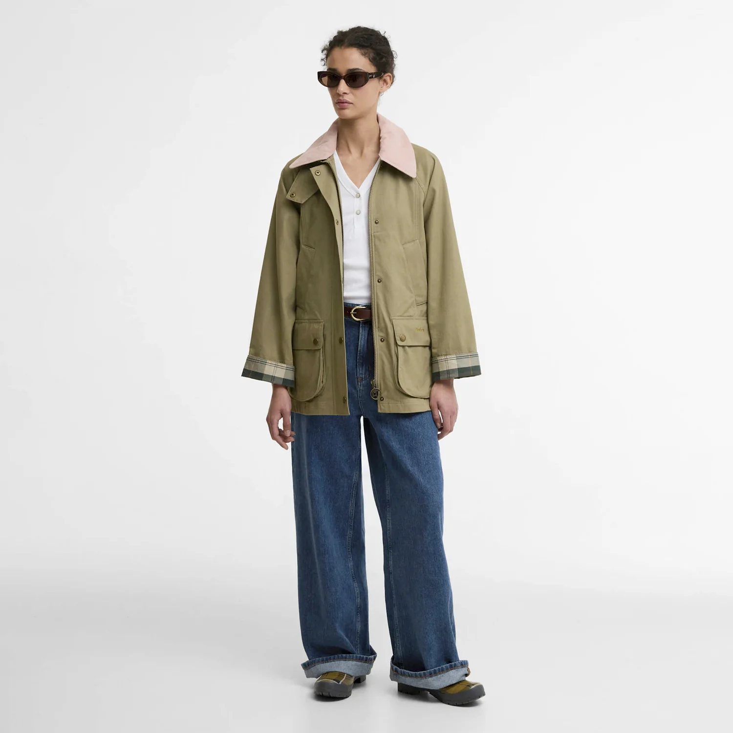 Barbour MOD BEADNELL JACKET, Bleached Olive/Ancient/Gardenia - Image 2
