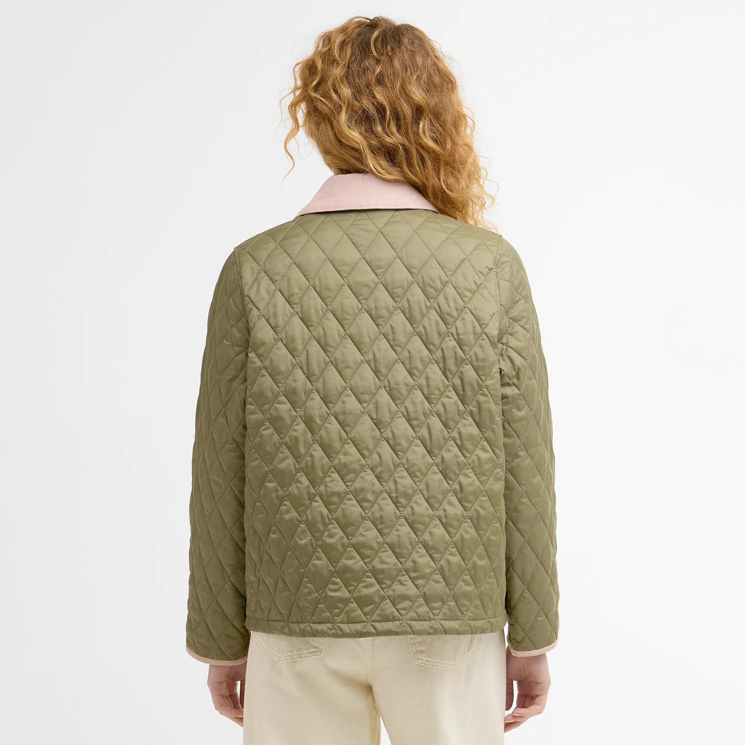 Barbour CROPPED LIDDESDAL QUILTED JACKET, Bleached Olive/Ancient/Gardenia - Image 3