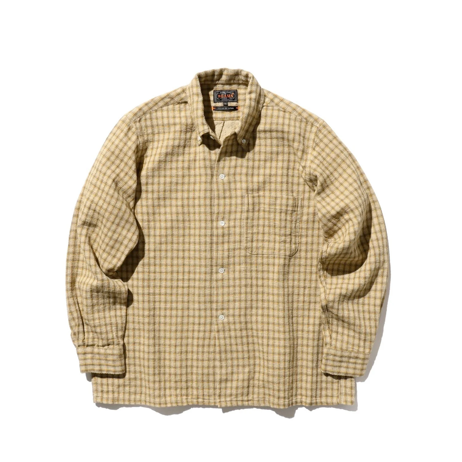 Beams+ OPEN B.D. PANAMA PLAID DOUBLE FACE, Beige