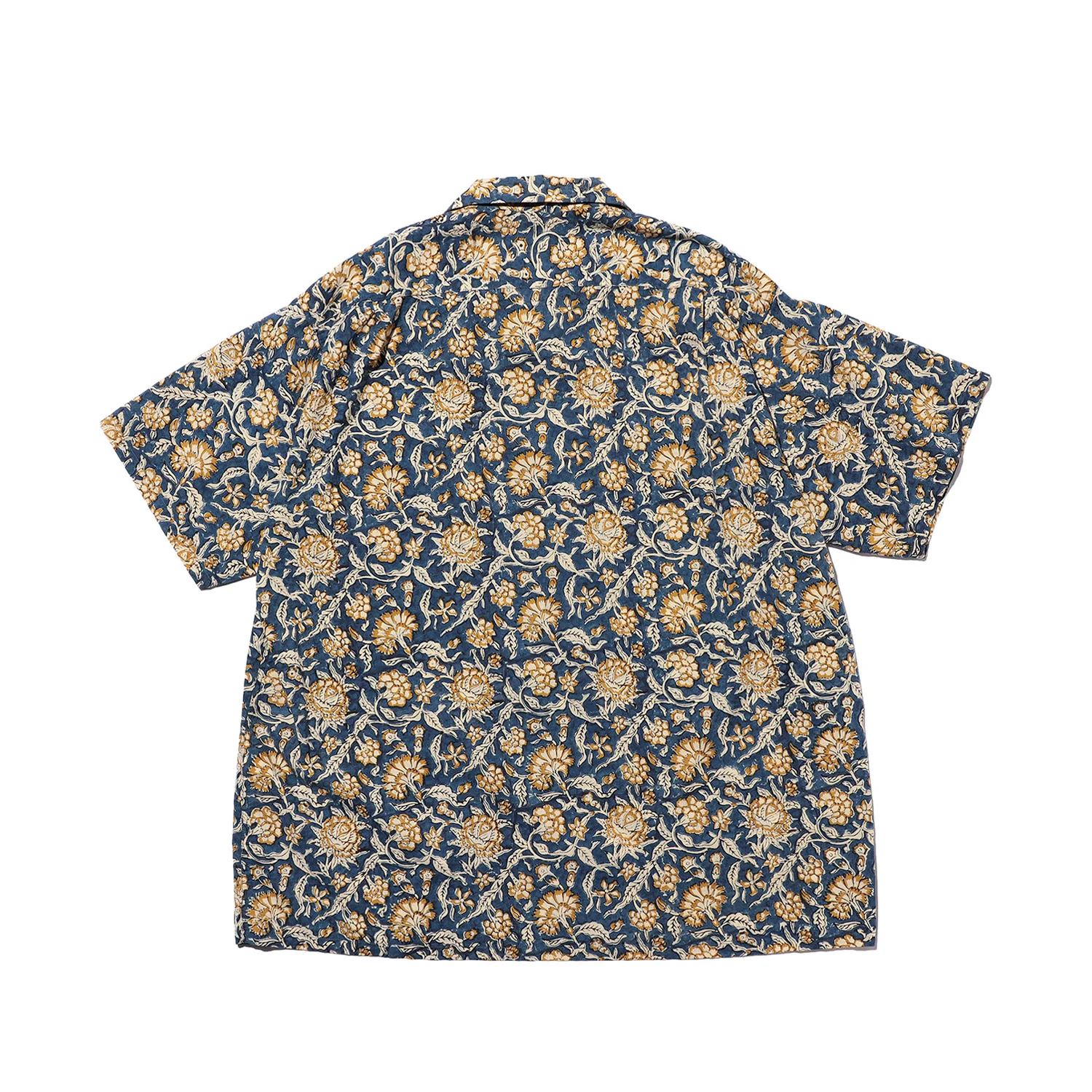 Beams+ OPEN COLLAR BLOCK PRINT, Blue - Image 2