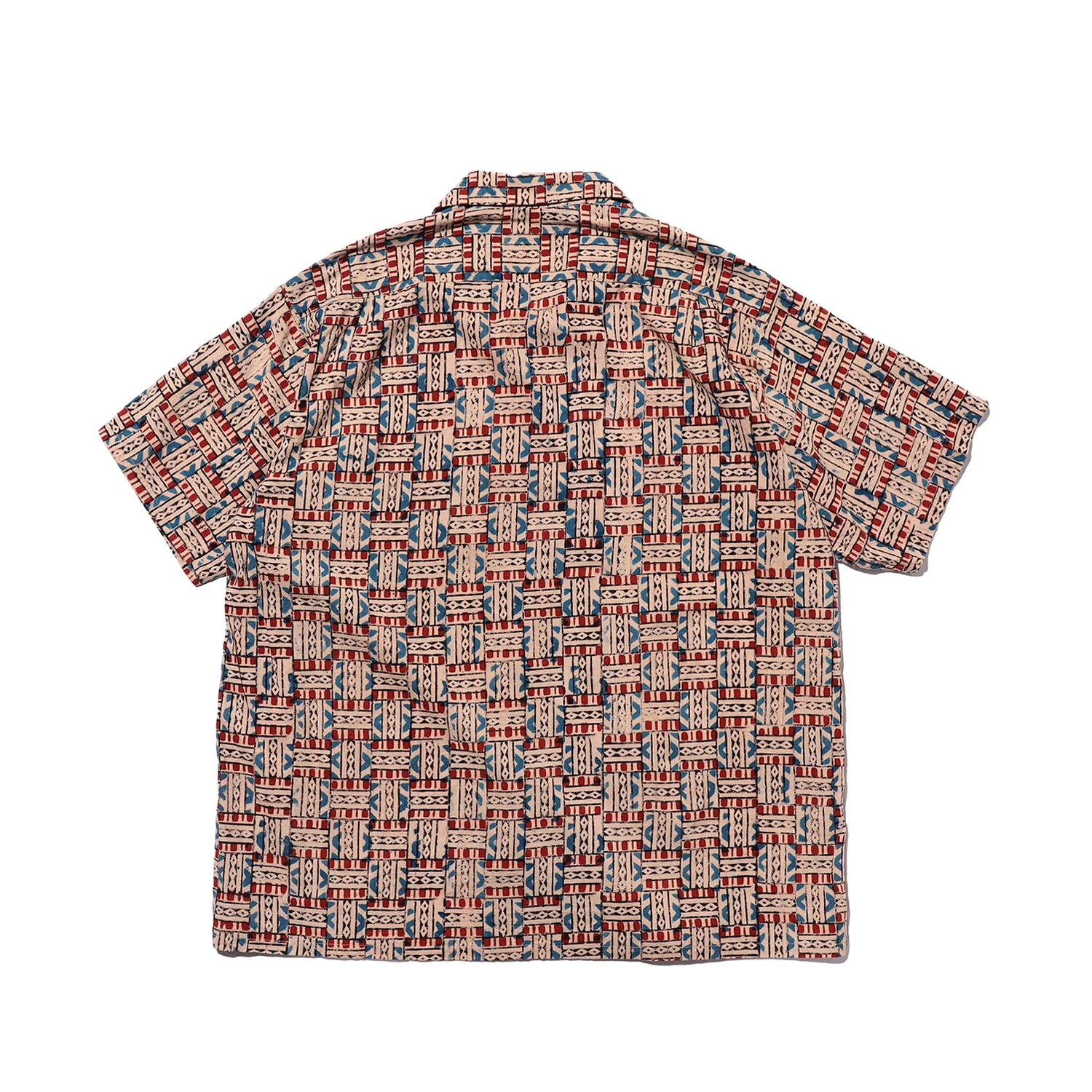 Beams+ OPEN COLLAR BLOCK PRINT, Red - Image 2