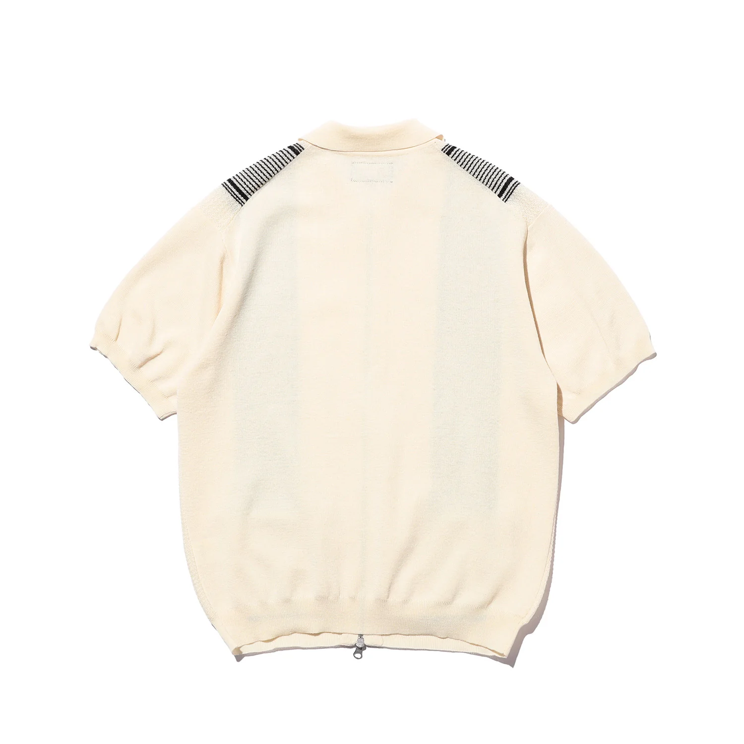 BEAMS+ ZIP KNIT POLO STRIPE, Off White - Image 2