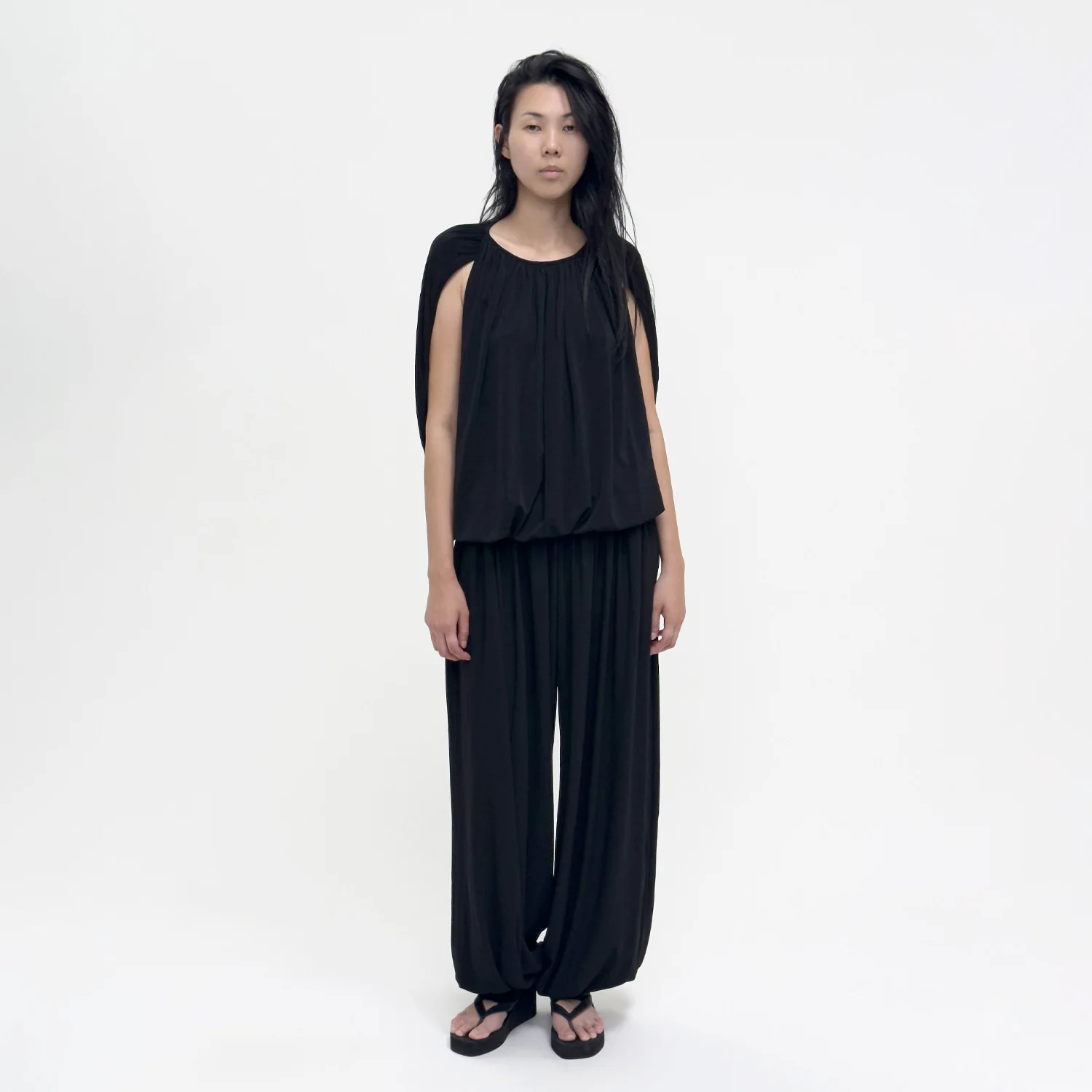 Birrot LAY1 GATHERED LONG TROUSER, Black - Image 2
