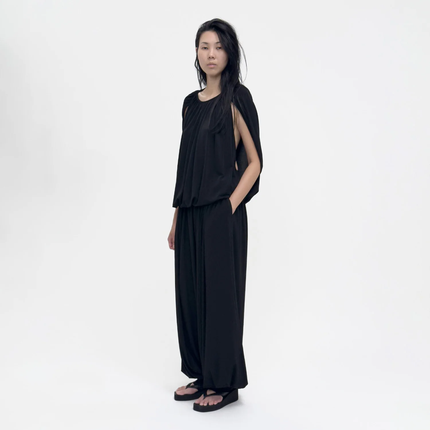 Birrot LAY1 GATHERED LONG TROUSER, Black - Image 3