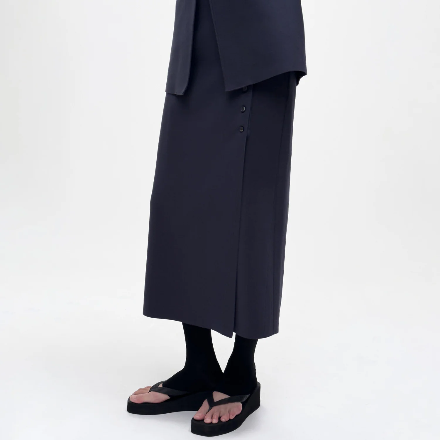 Birrot LAY2 BUTTONED WRAP SKIRT, Mood Indigo - Image 2