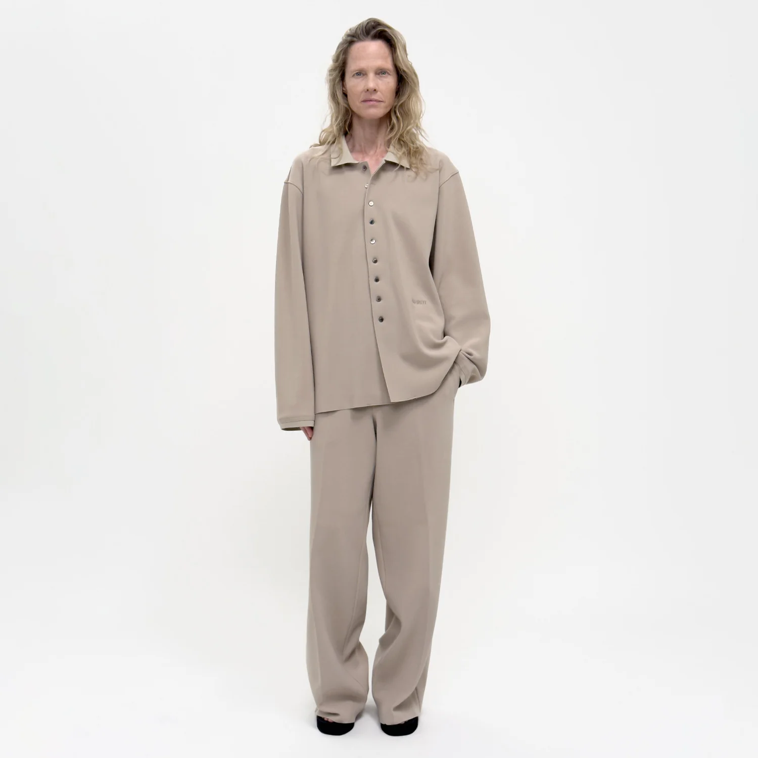 Birrot LAY2 RIB-COLLARED SHIRT, Sand - Image 2
