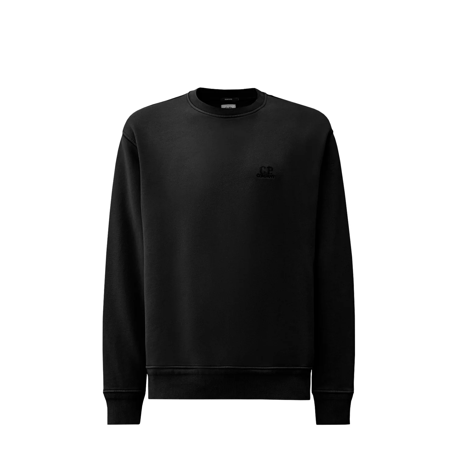 C.P. Company DIAGONAL FLEECE RESIST DYED CREWNECK LOGO SWEATSHIRT, Black