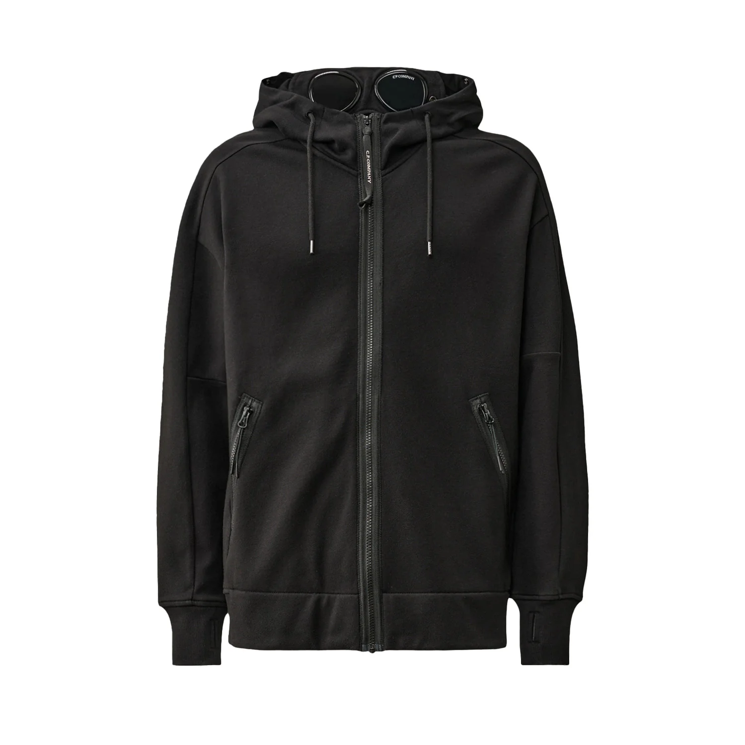 C.P. Company GOGGLE ZIPPED HOODED SWEATSHIRT, Black