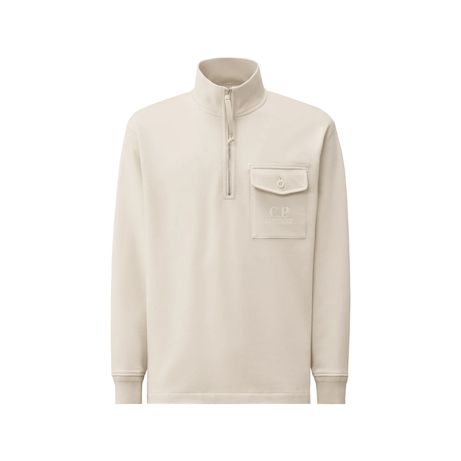 C.P. Company DIAGONAL RAISED FLEECE HALF ZIP SWEATSHIRT, Frozen Dew