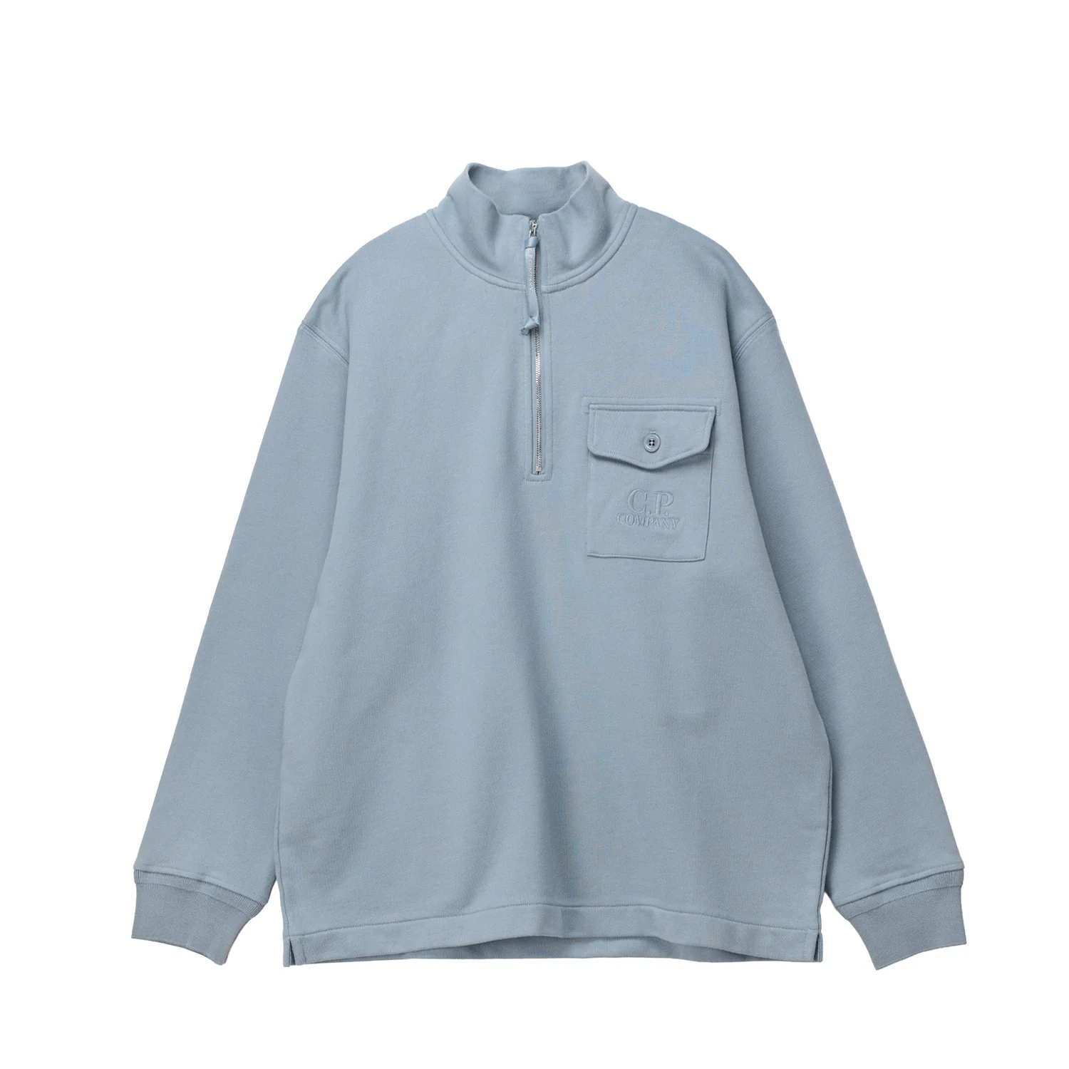 C.P. Company HALF ZIP SWEATSHIRT, Silver Blue