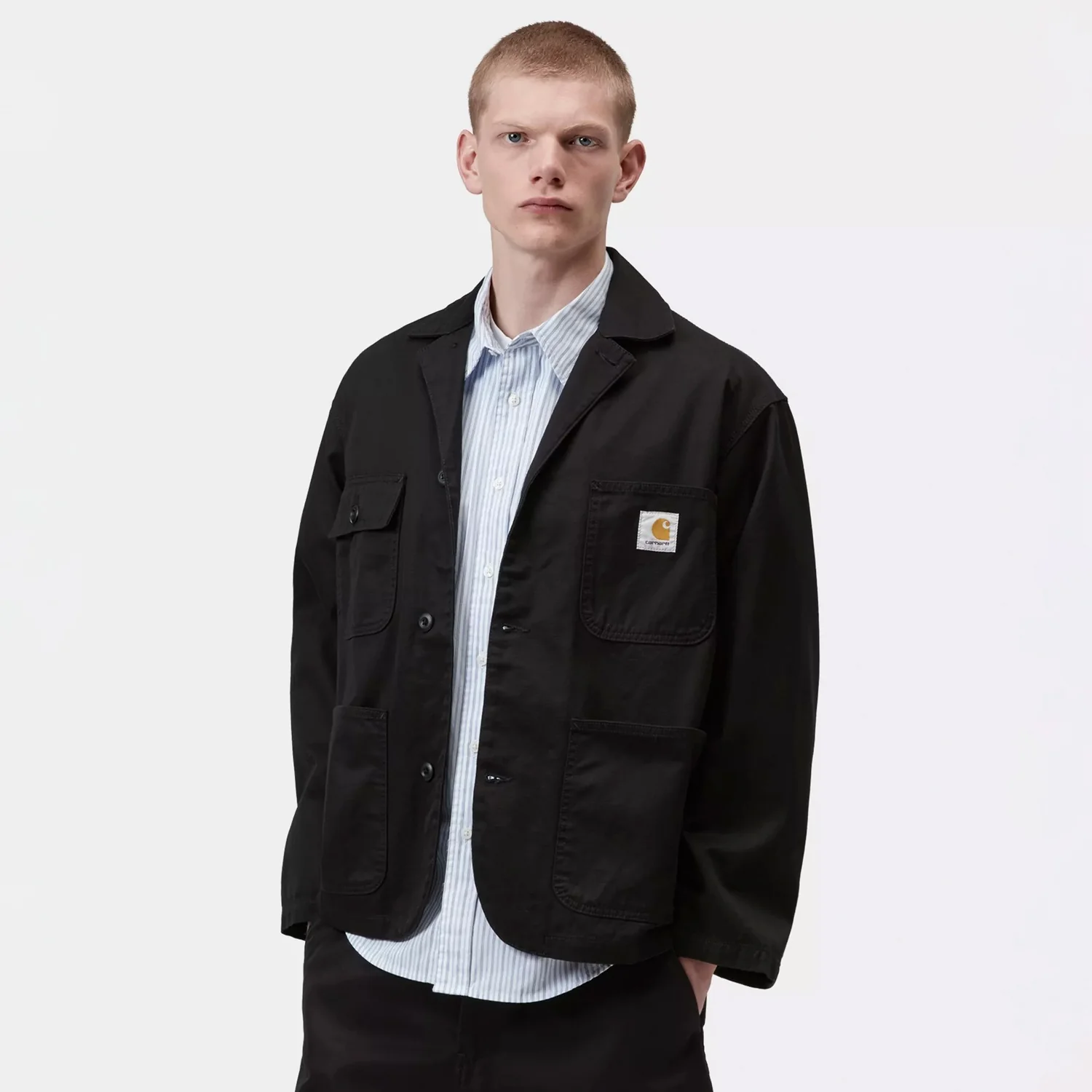Carhartt WIP BRADER BLAZER, Black Rinsed - Image 3
