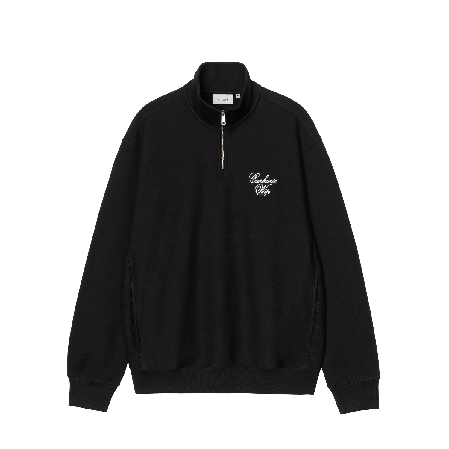 Carhartt WIP LONGHAND HALF ZIP SWEATSHIRT, Black/White