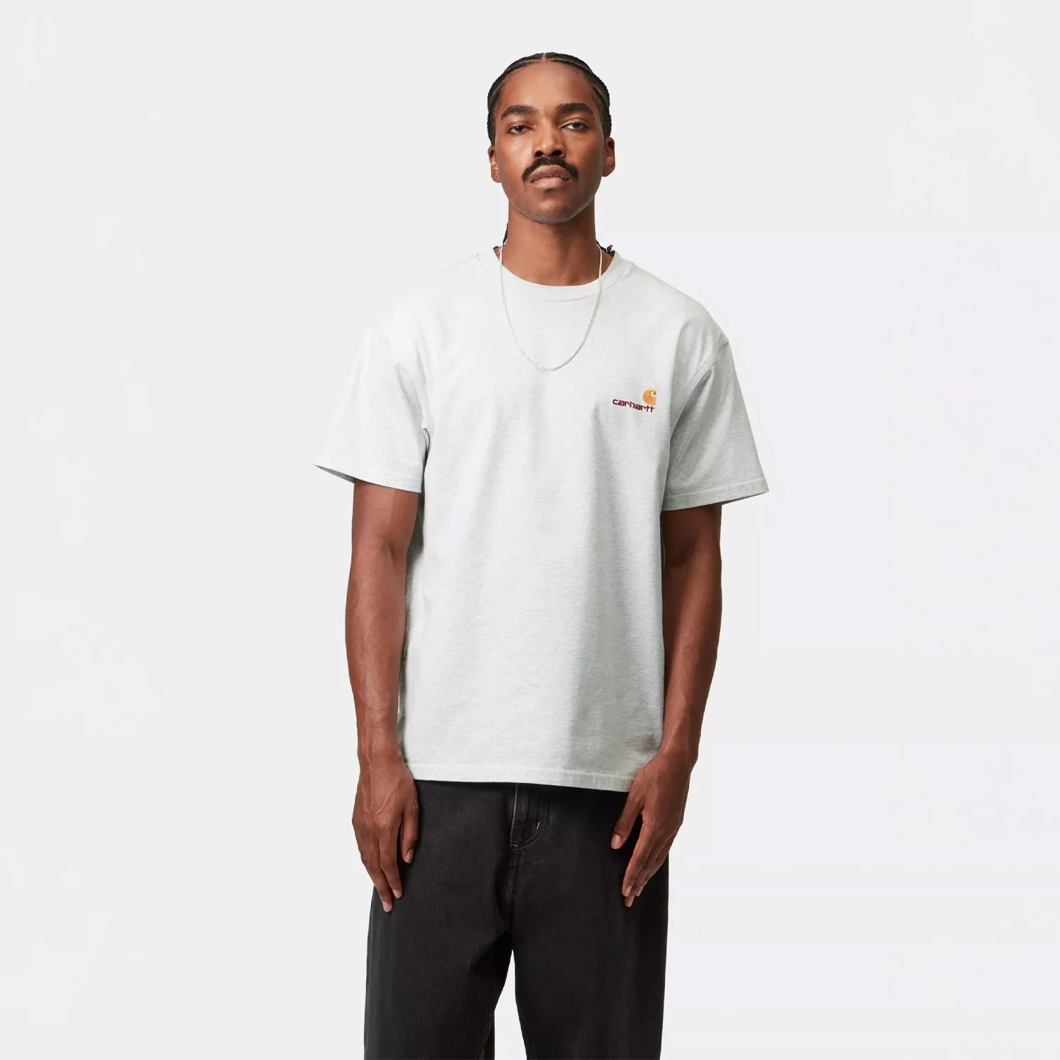 Carhartt WIP S/S AMERICAN SCRIPT T-SHIRT, Ash Heather - Image 3