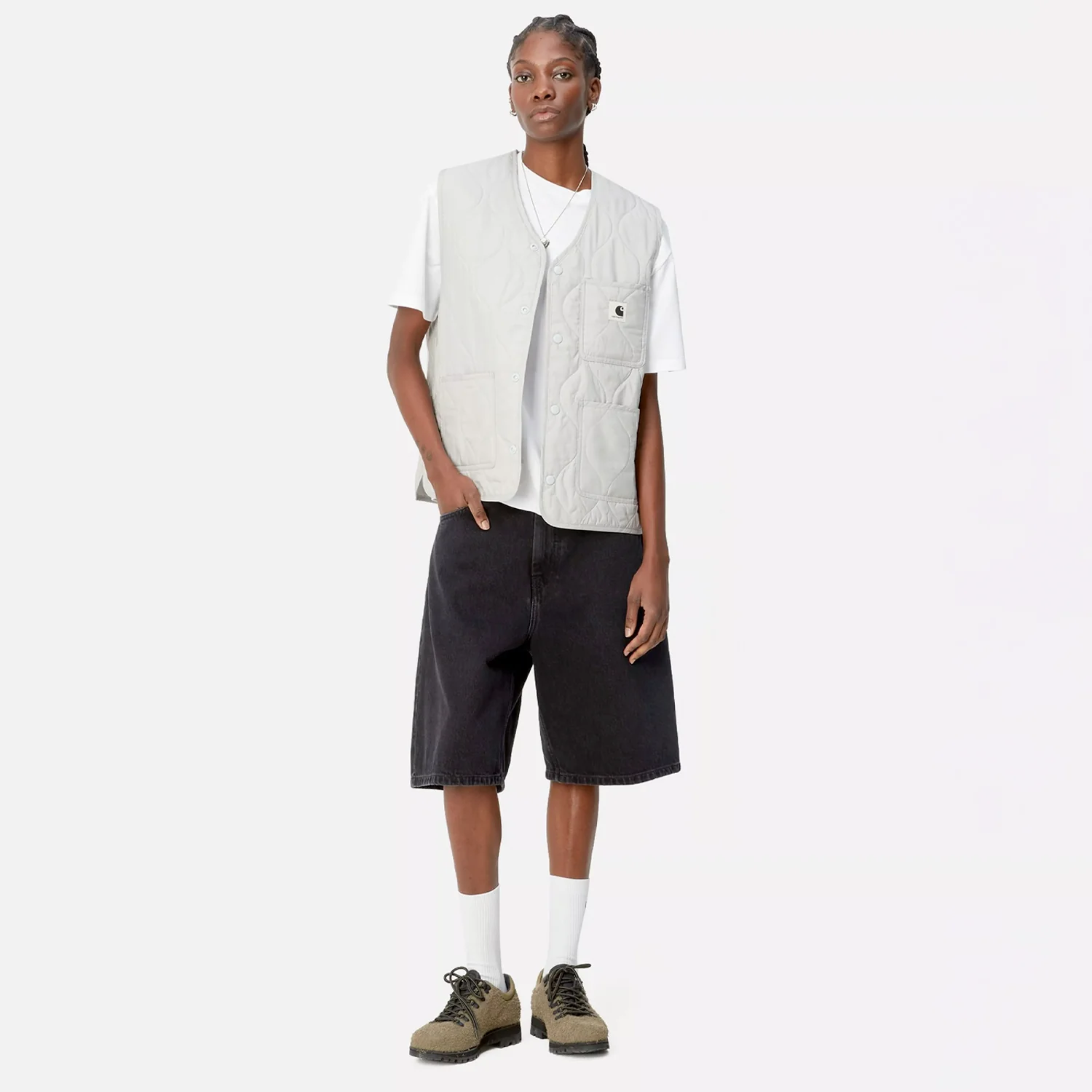 Carhartt WIP W' BRANDON SHORT, Black Stone Washed - Image 3