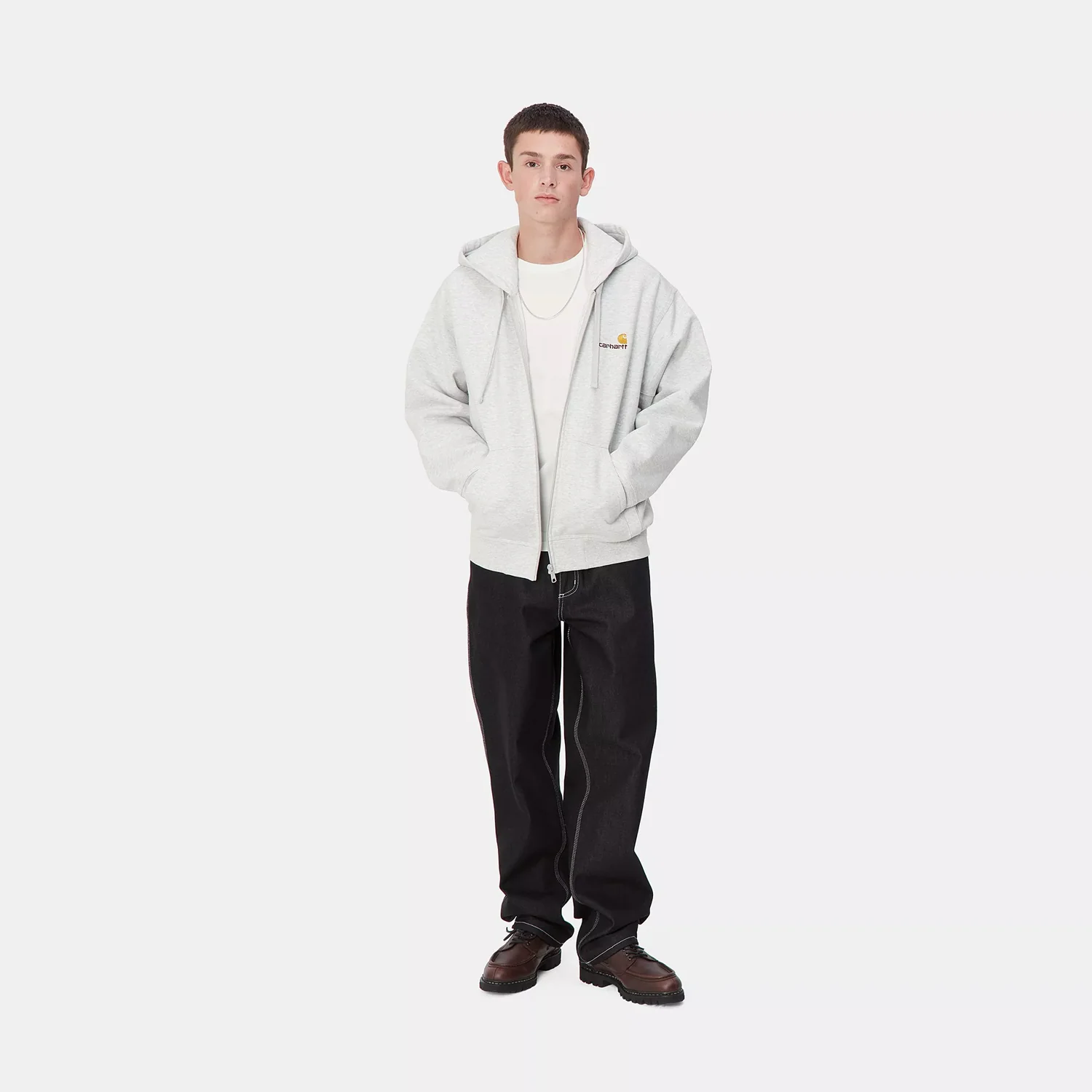 Carhartt WIP HOODED AMERICAN SCRIPT JACKET, Ash Heather - Image 3
