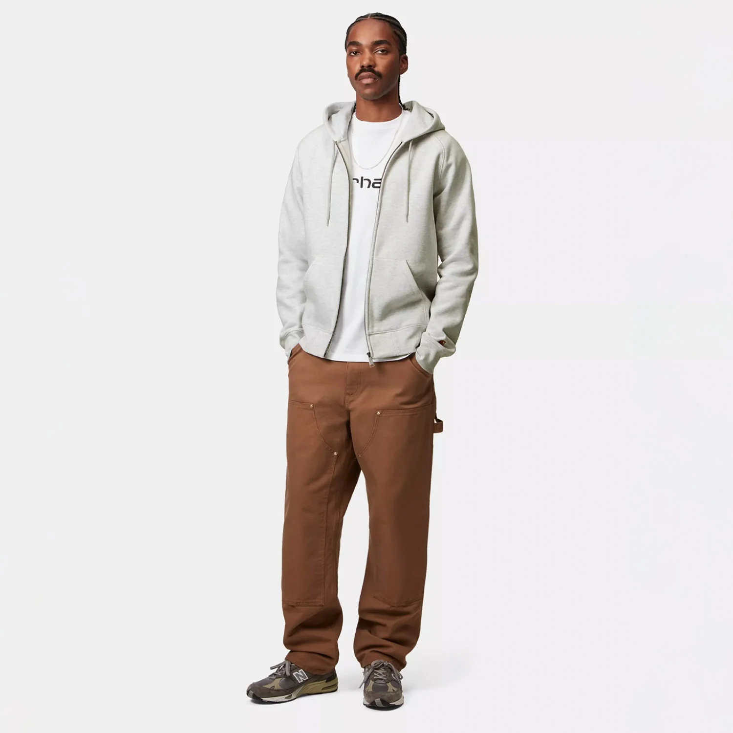 Carhartt WIP HOODED CHASE JACKET, Ash Heather/Gold - Image 3