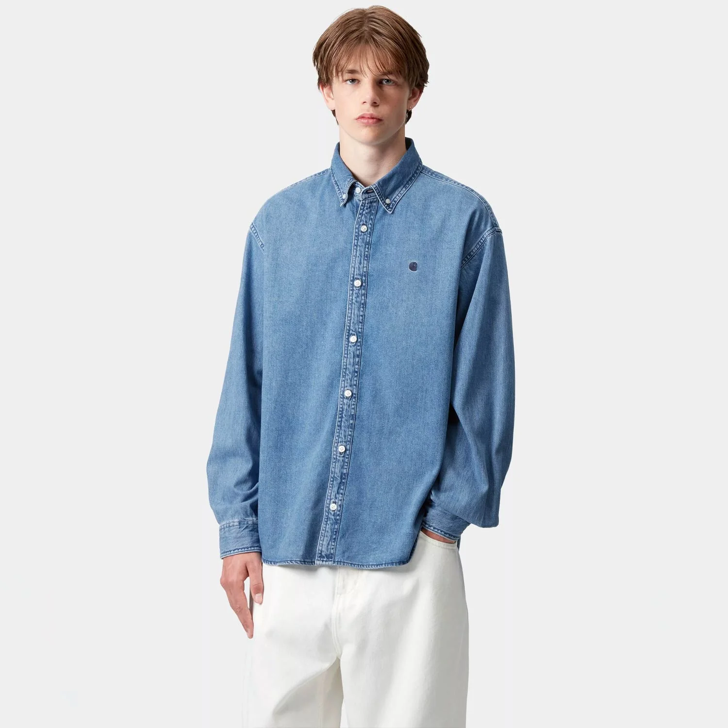 Carhartt WIP L/S LUCAS SHIRT, Blue Stone Washed - Image 3