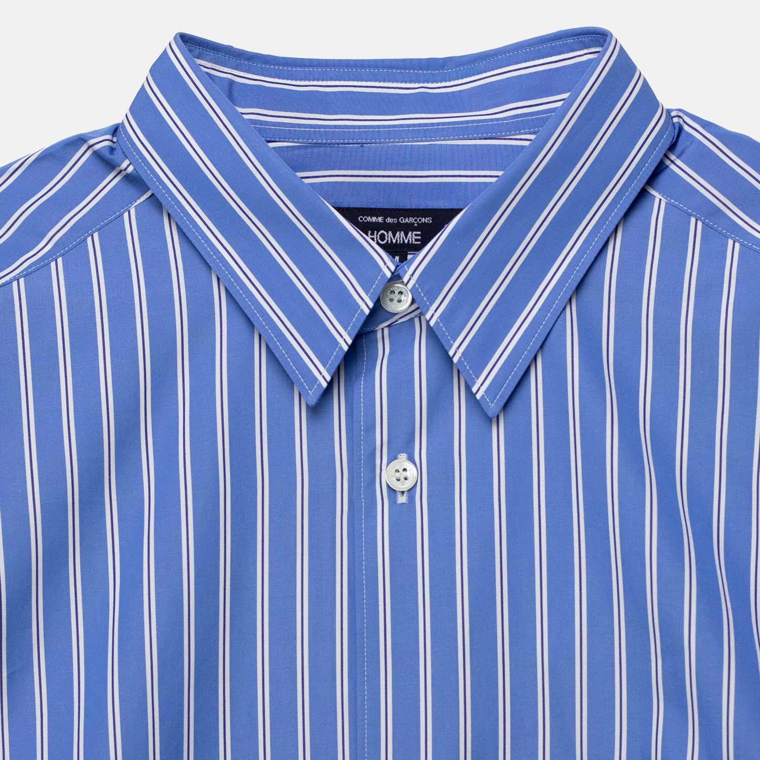 CDG Homme STRIPED SHIRT, Dark Sax/Navy/White - Image 3